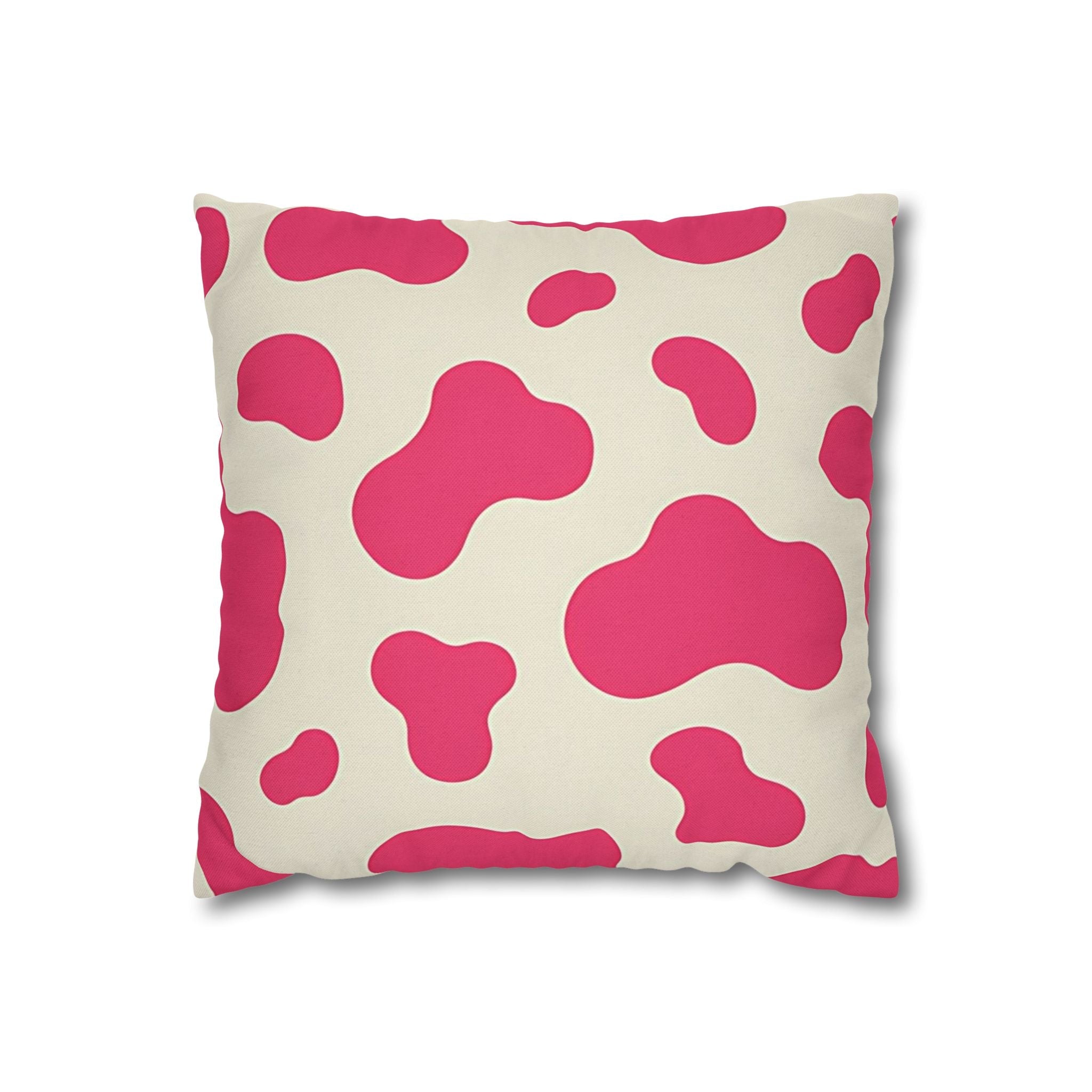 Printify Pink and Cream Cow Print Throw Pillow 2025