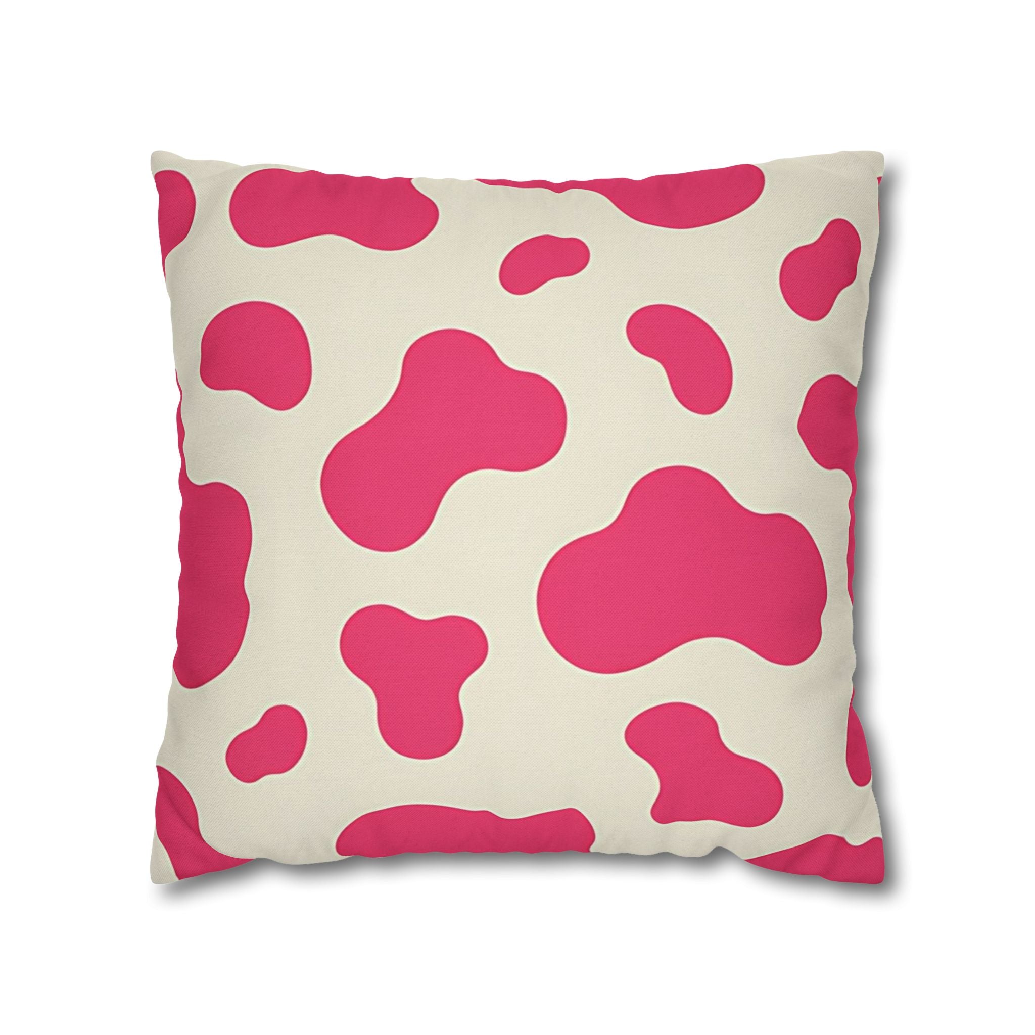 Pink and Cream Cow Print Throw Pillow, Artsulli - Art is Long, Life is Short, Home Decor, Size, 18" × 18", , , , , 23995232558687074704