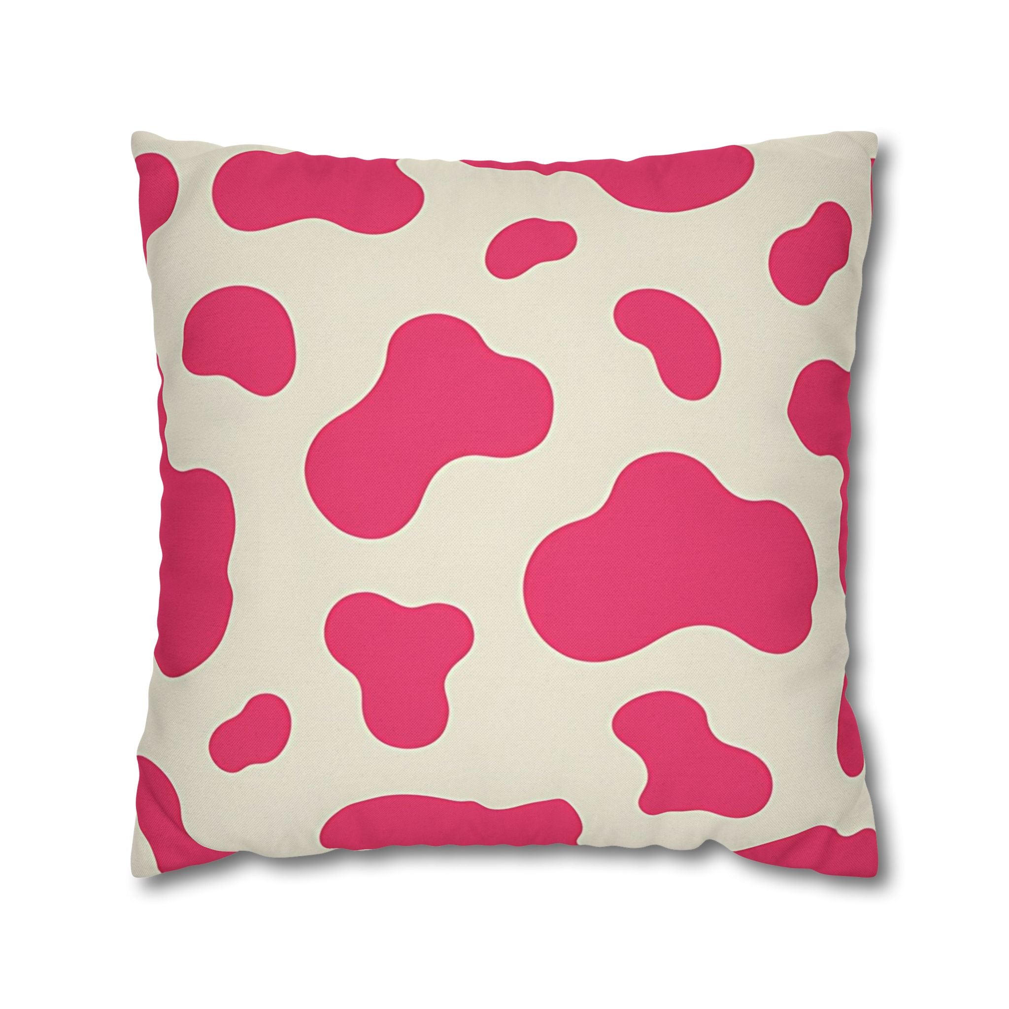 Pink and Cream Cow Print Throw Pillow, Artsulli - Art is Long, Life is Short, Home Decor, Size, 20" × 20", , , , , 89305703343041768576