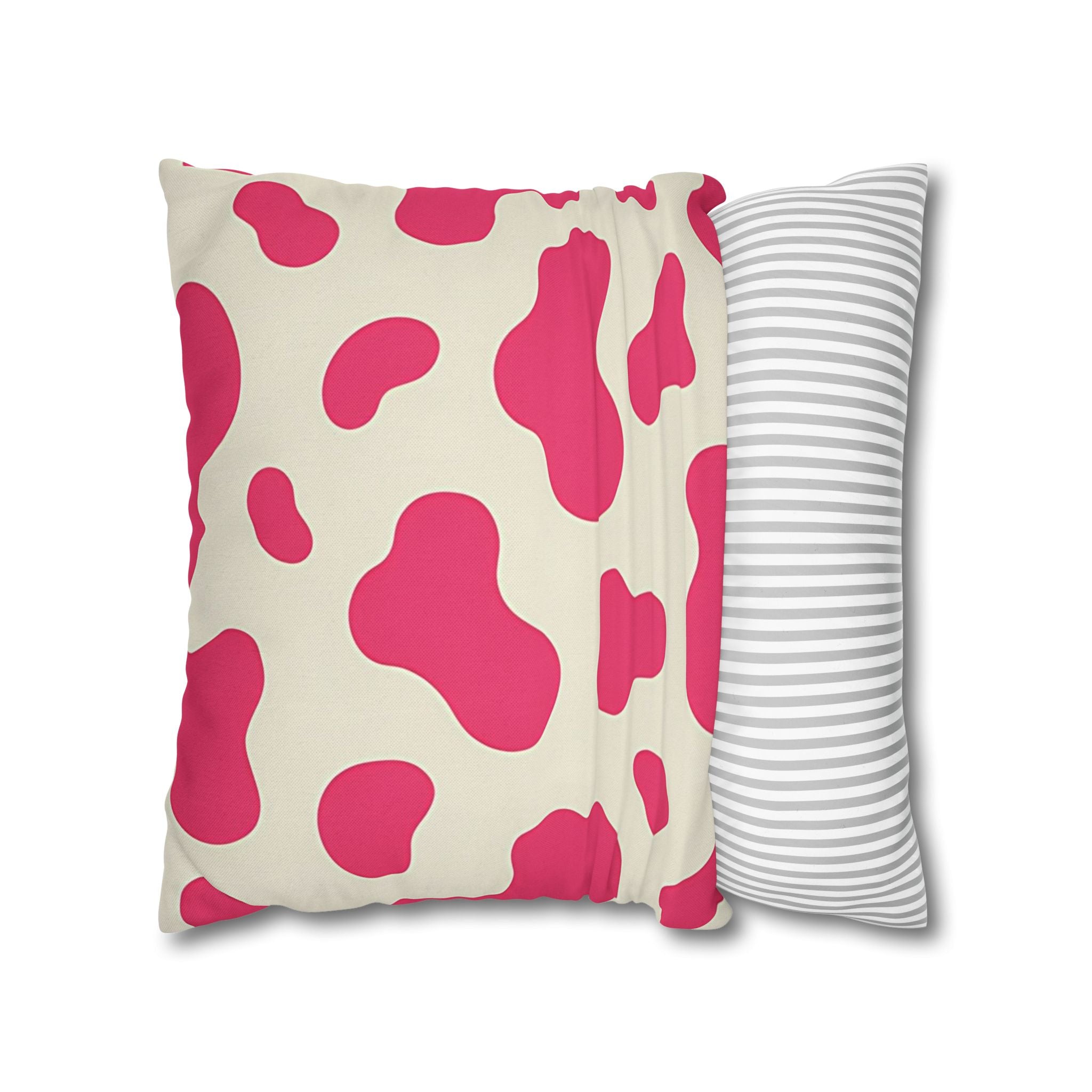 Pink and Cream Cow Print Throw Pillow, Artsulli - Art is Long, Life is Short, Home Decor, , , , , , , 