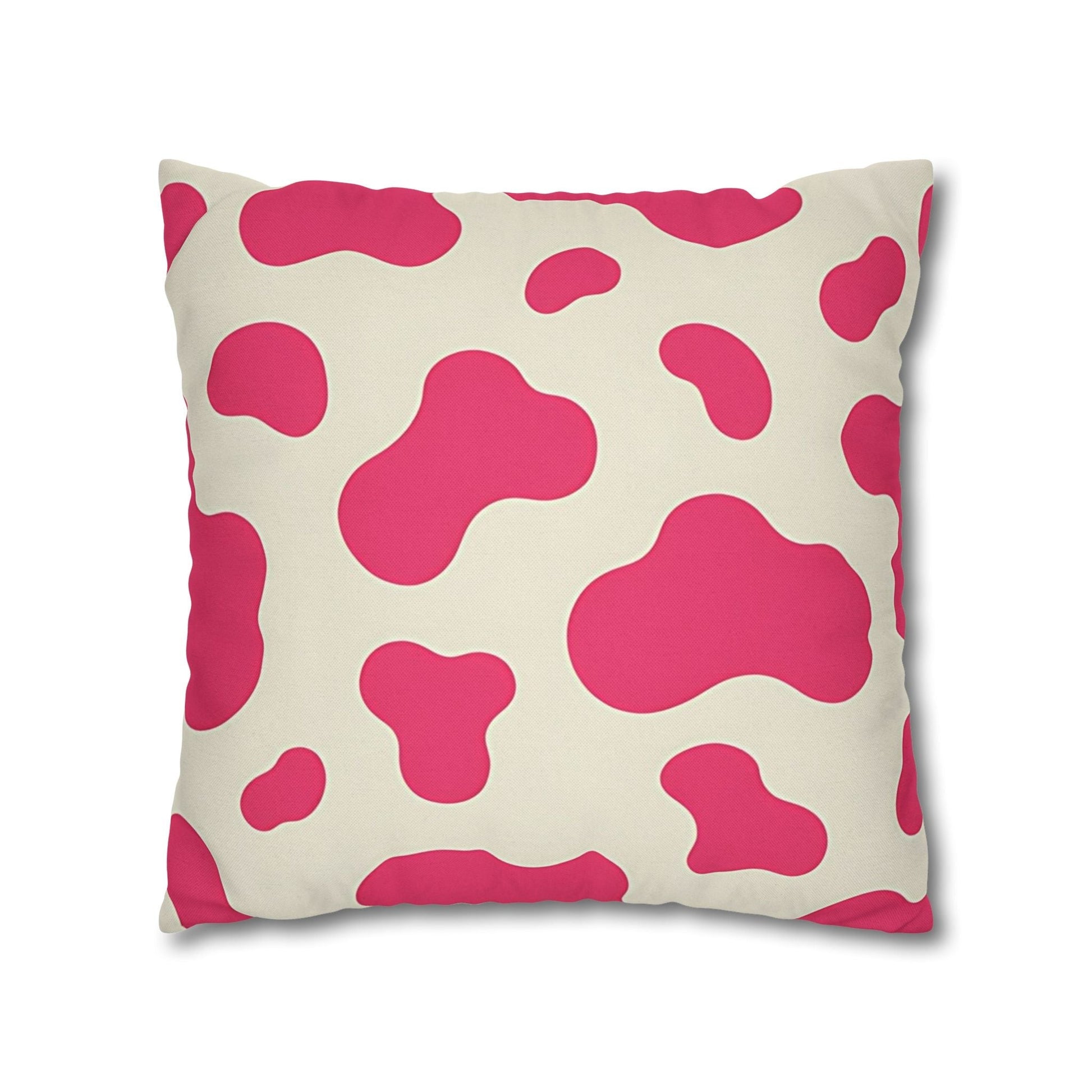 Pink and Cream Cow Print Throw Pillowcase, Artsulli - Art is Long, Life is Short, Home Decor, , , , , , , 