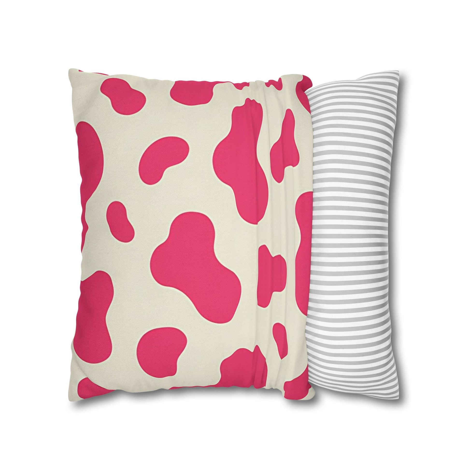 Pink and Cream Cow Print Throw Pillowcase, Artsulli - Art is Long, Life is Short, Home Decor, , , , , , , 