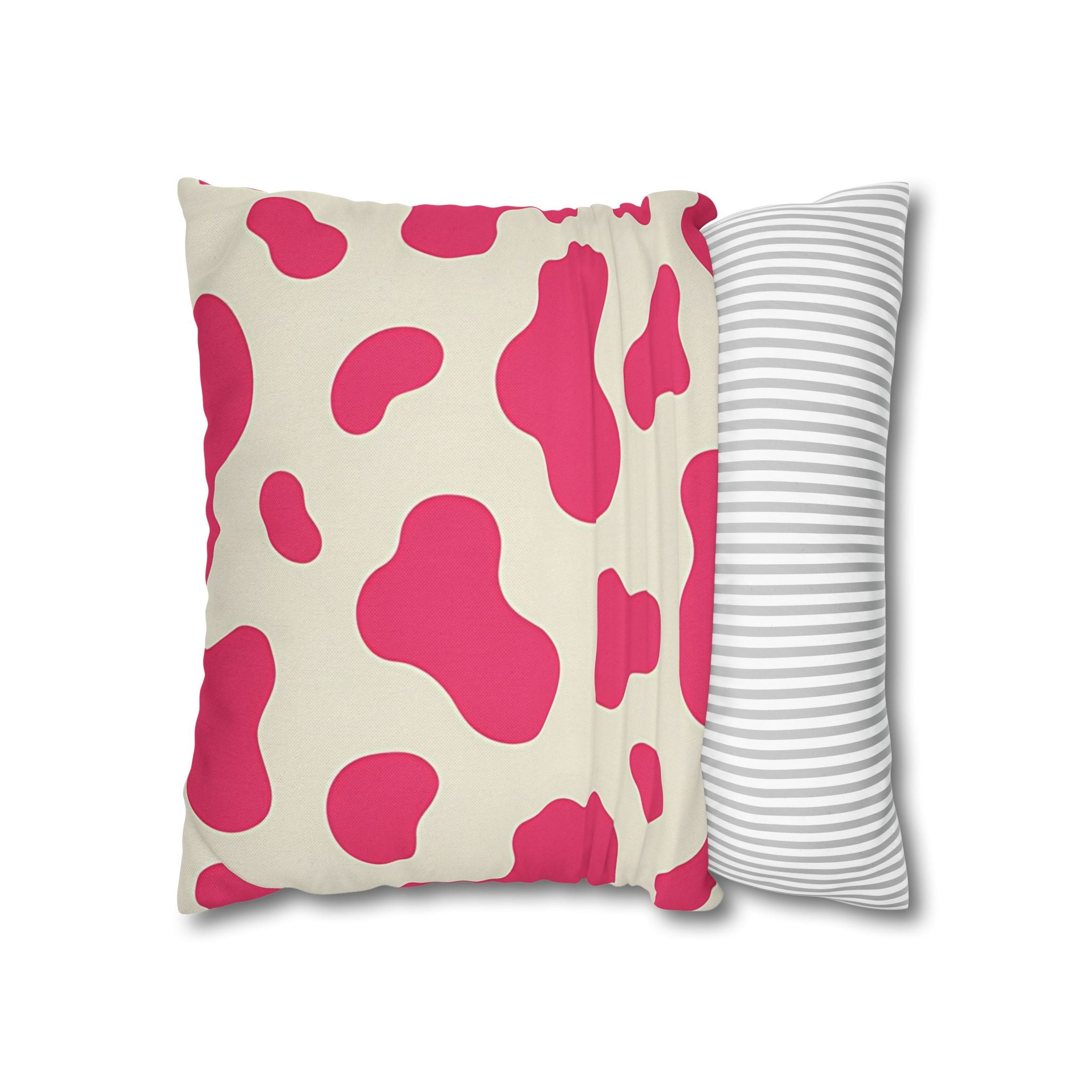 Pink and Cream Cow Print Throw Pillowcase, Artsulli - Art is Long, Life is Short, Home Decor, , , , , , , 