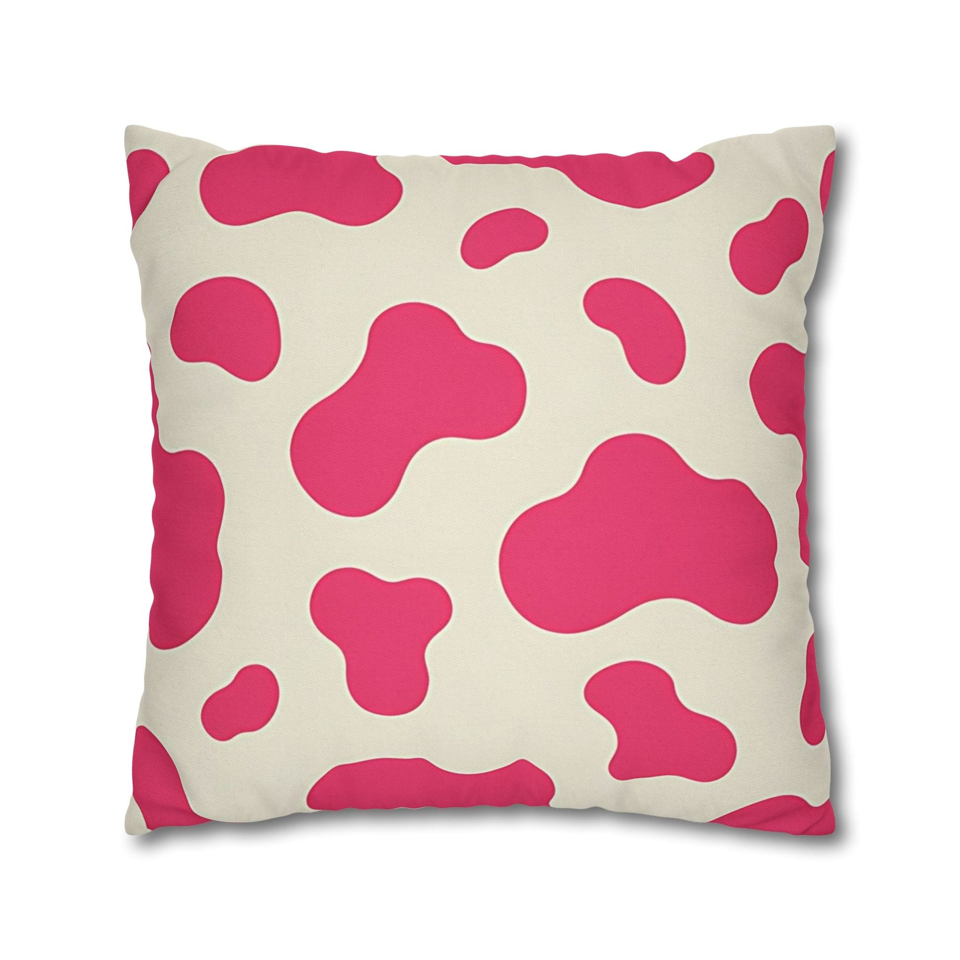 Pink and Cream Cow Print Throw Pillowcase, Artsulli - Art is Long, Life is Short, Home Decor, , , , , , , 