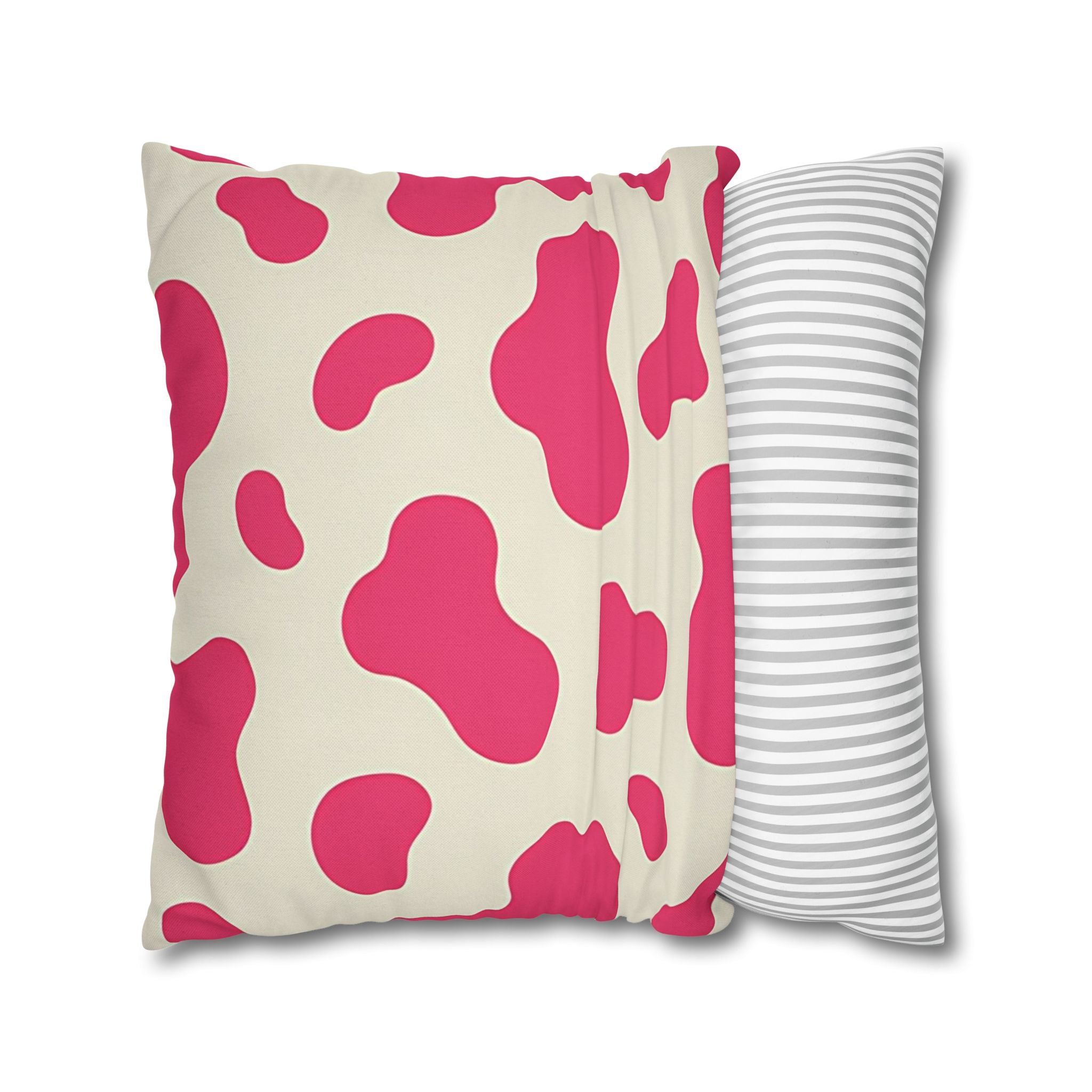 Pink and Cream Cow Print Throw Pillowcase, Artsulli - Art is Long, Life is Short, Home Decor, , , , , , , 