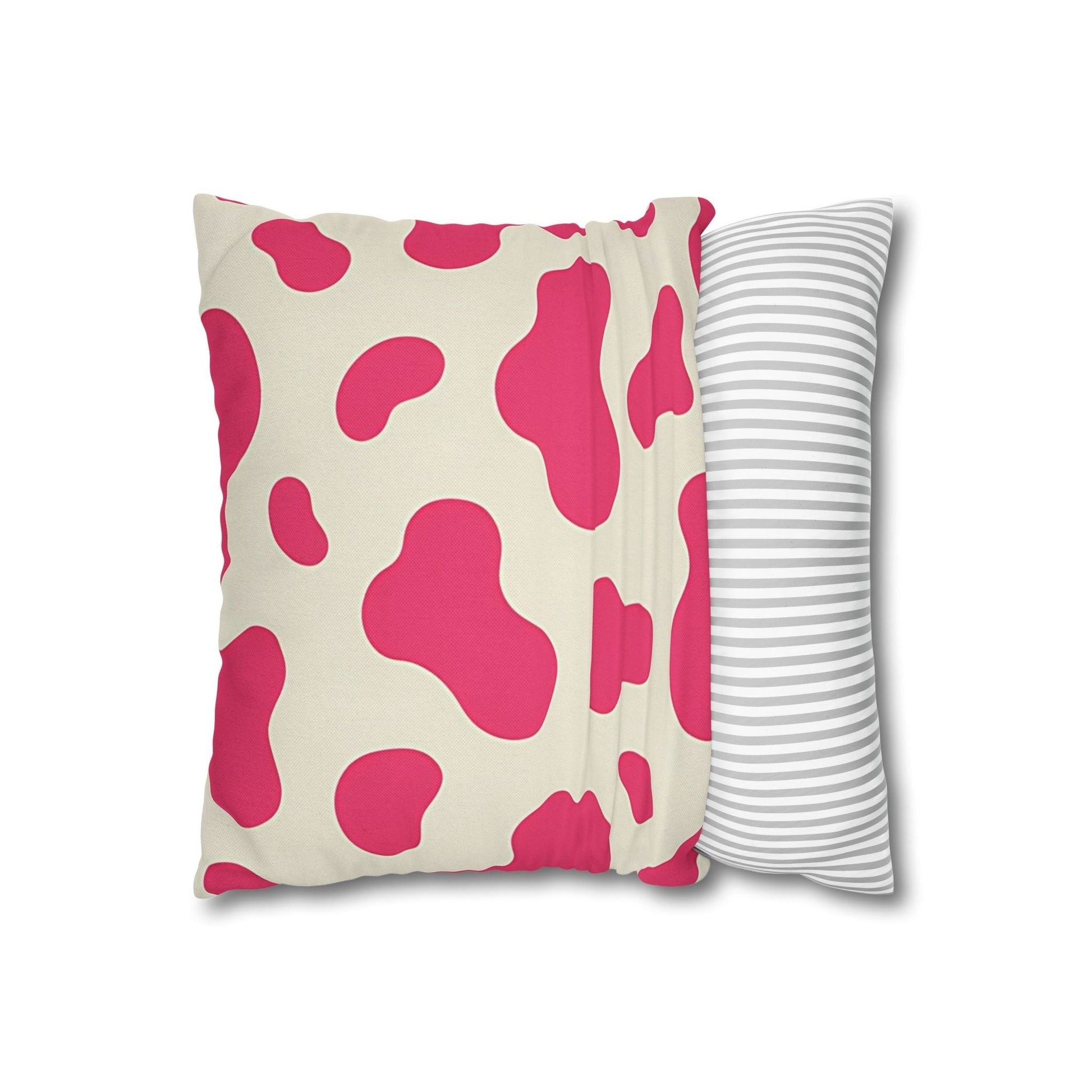 Pink and Cream Cow Print Throw Pillowcase, Artsulli - Art is Long, Life is Short, Home Decor, , , , , , , 