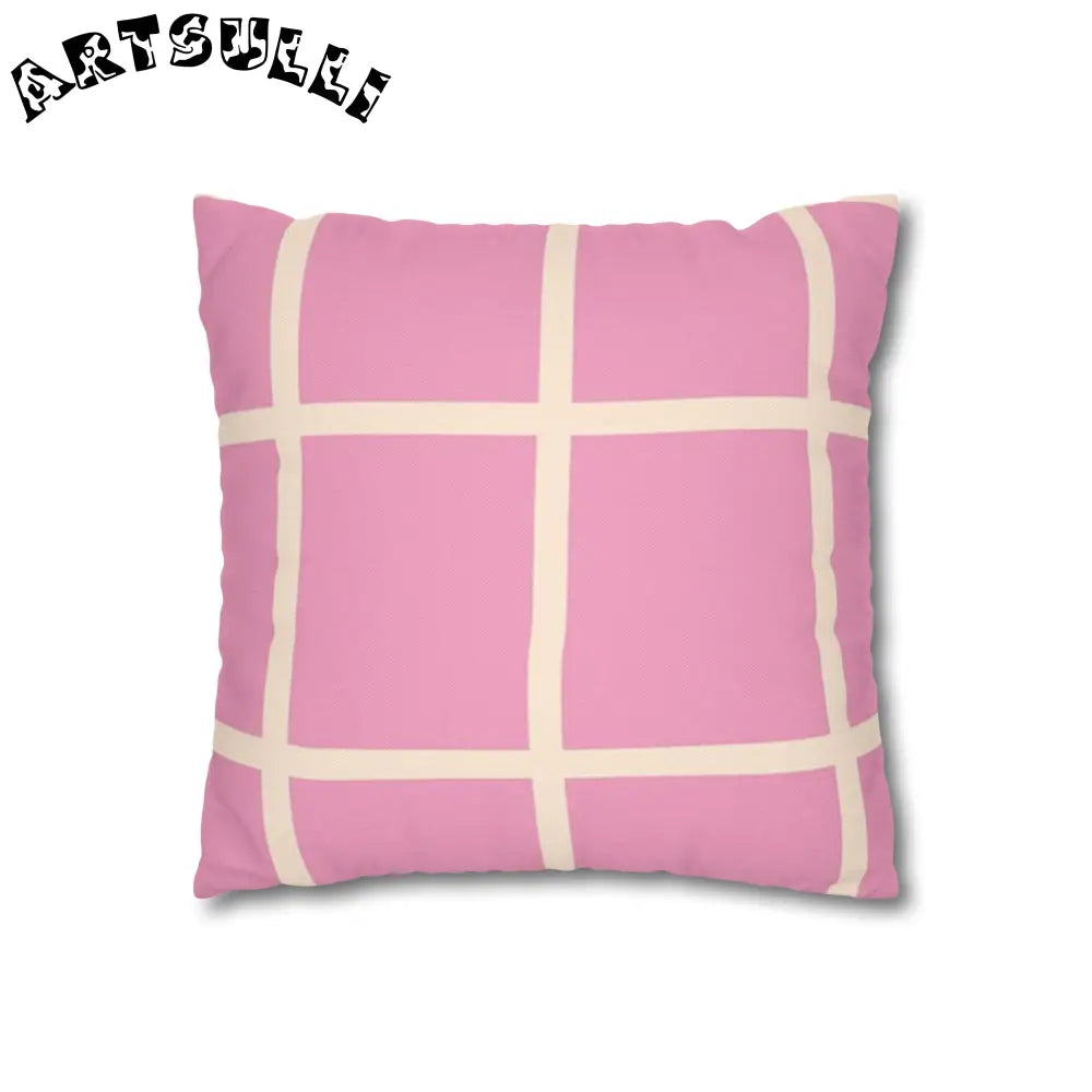 JAKKOUTTHEBXX Pink and Cream Grid Indoor Pillowcase 2025