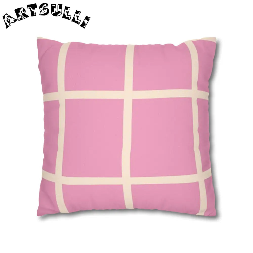 JAKKOUTTHEBXX Pink and Cream Grid Indoor Pillowcase 2025