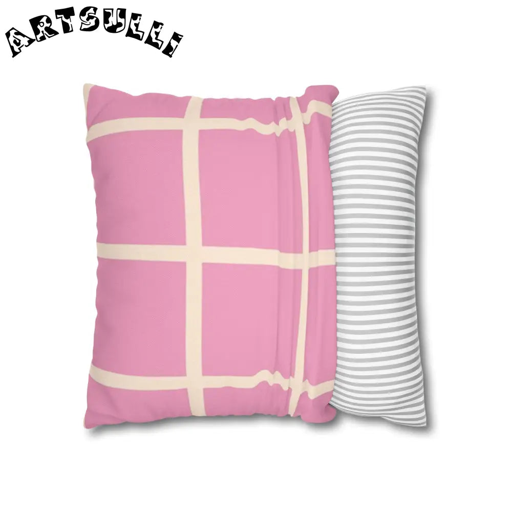 JAKKOUTTHEBXX Pink and Cream Grid Indoor Pillowcase 2025