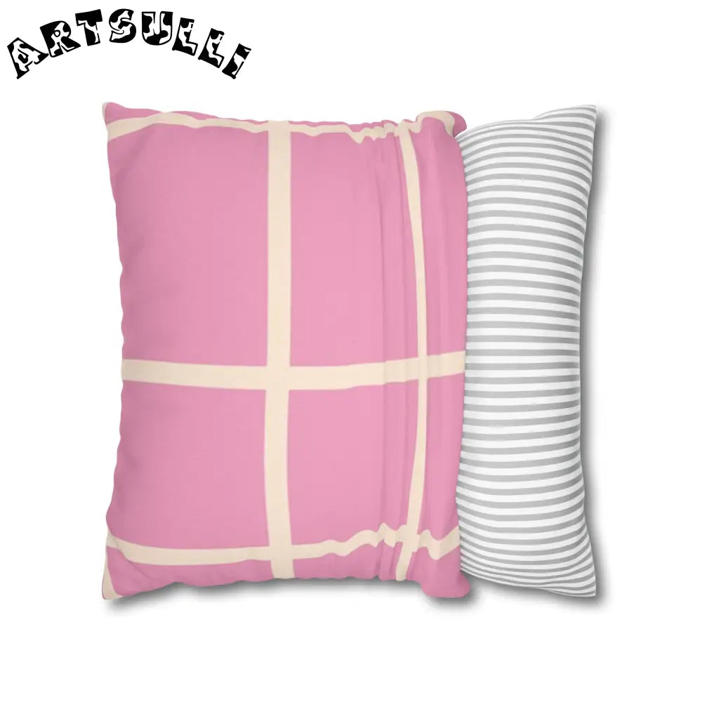 JAKKOUTTHEBXX Pink and Cream Grid Indoor Pillowcase 2025