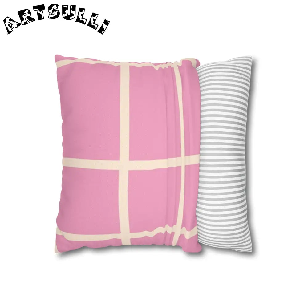 JAKKOUTTHEBXX Pink and Cream Grid Indoor Pillowcase 2025