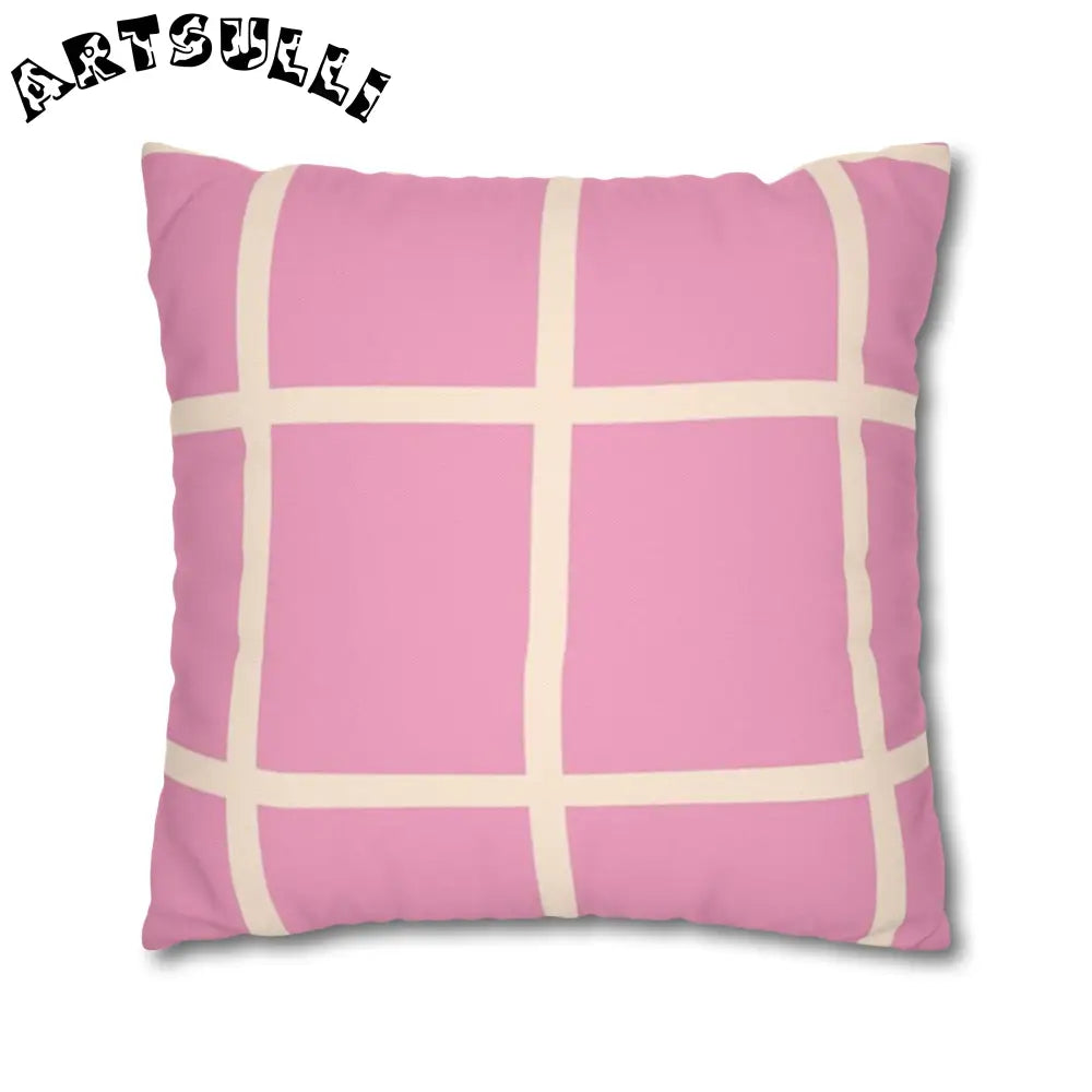 JAKKOUTTHEBXX Pink and Cream Grid Indoor Pillowcase 2025