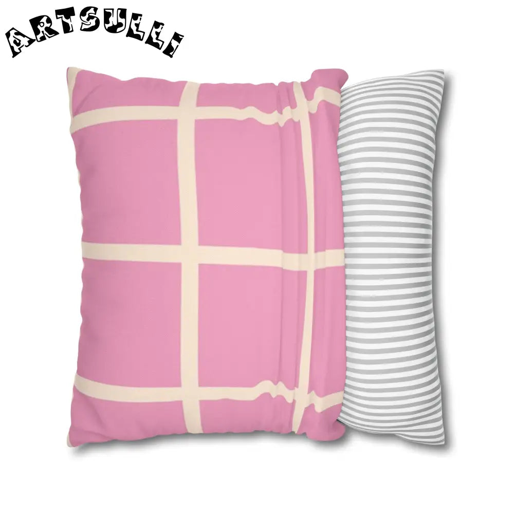 JAKKOUTTHEBXX Pink and Cream Grid Indoor Pillowcase 2025