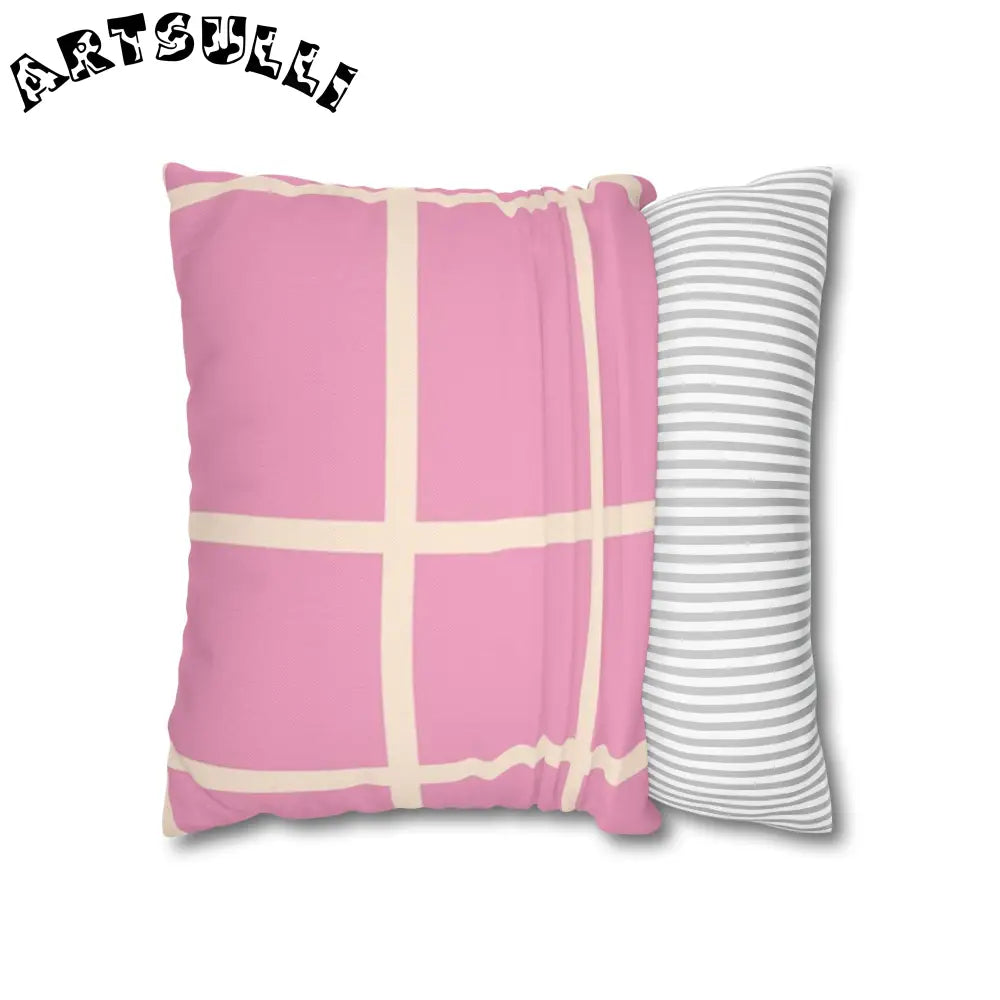 JAKKOUTTHEBXX Pink and Cream Grid Indoor Pillowcase 2025