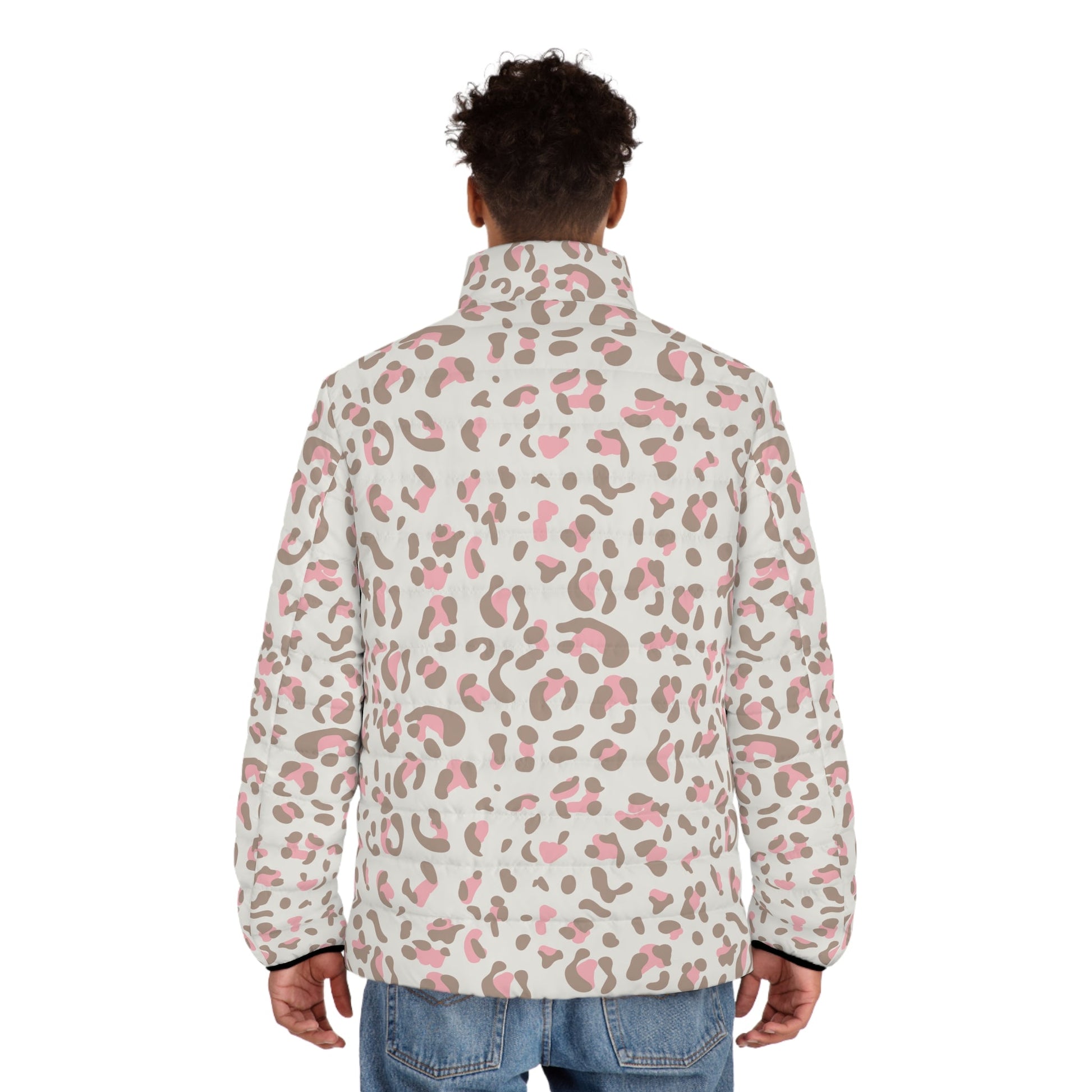 Pink and Grey Leopard Puffer Jacket, Artsulli - Art is Long, Life is Short, All Over Prints, , , , , , , 
