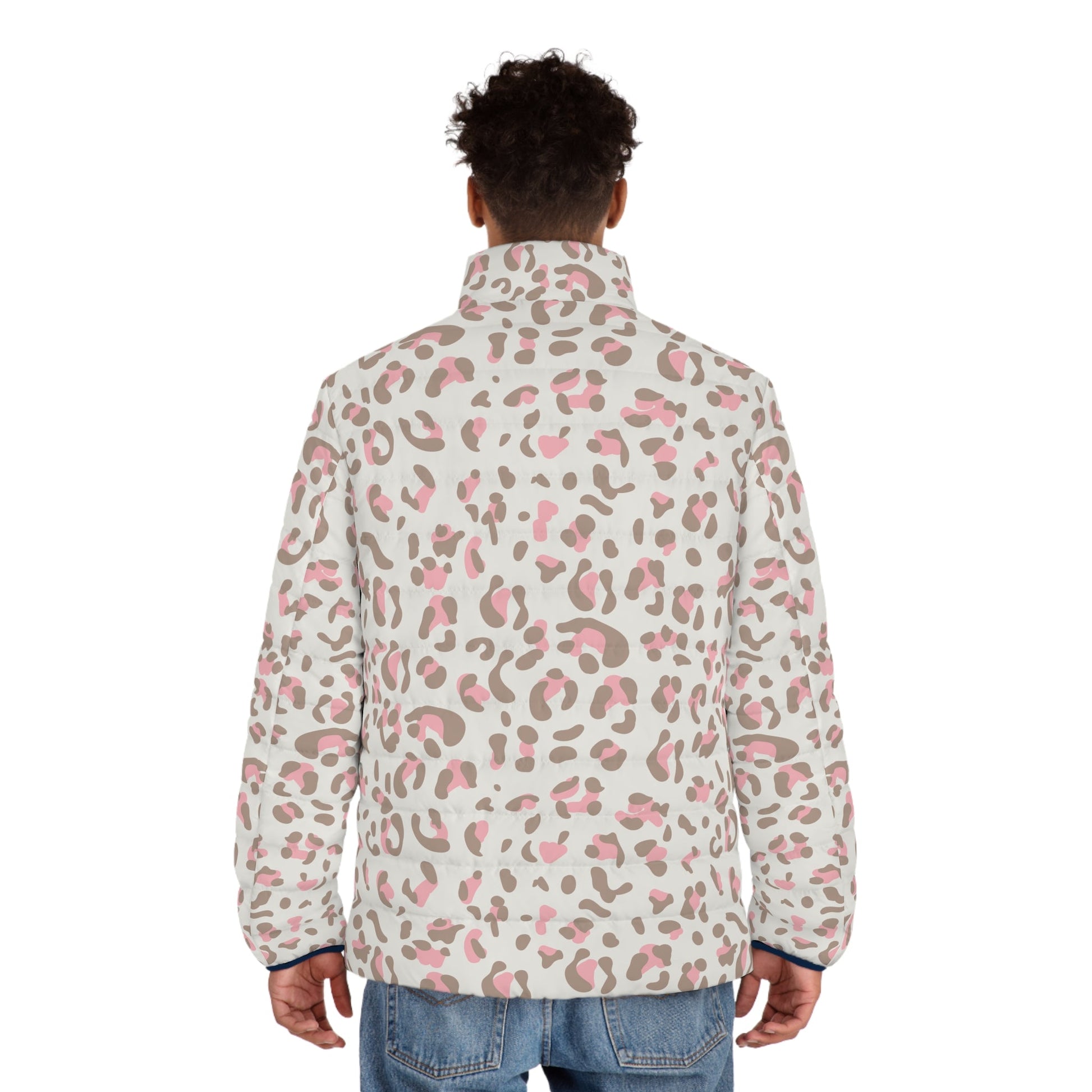 Pink and Grey Leopard Puffer Jacket, Artsulli - Art is Long, Life is Short, All Over Prints, , , , , , , 