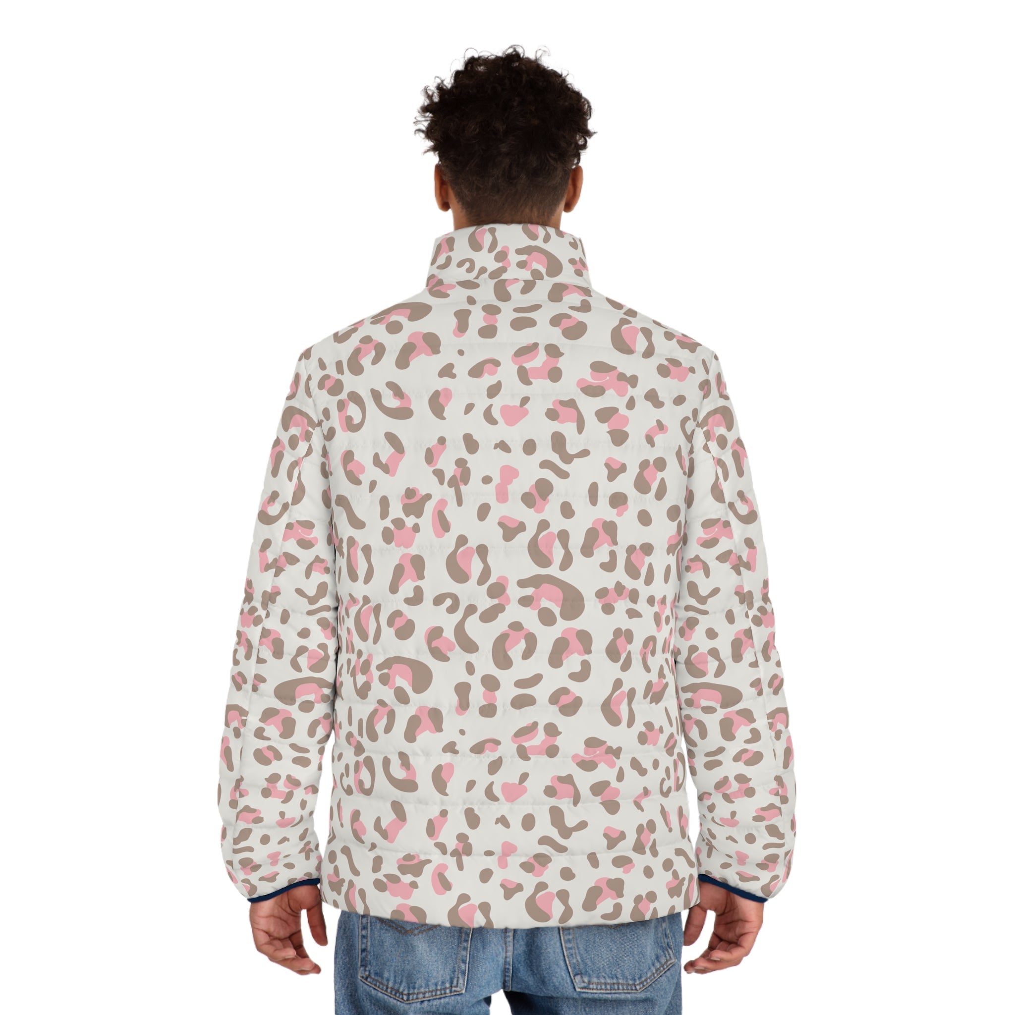 Pink and Grey Leopard Puffer Jacket, Artsulli - Art is Long, Life is Short, All Over Prints, , , , , , , 