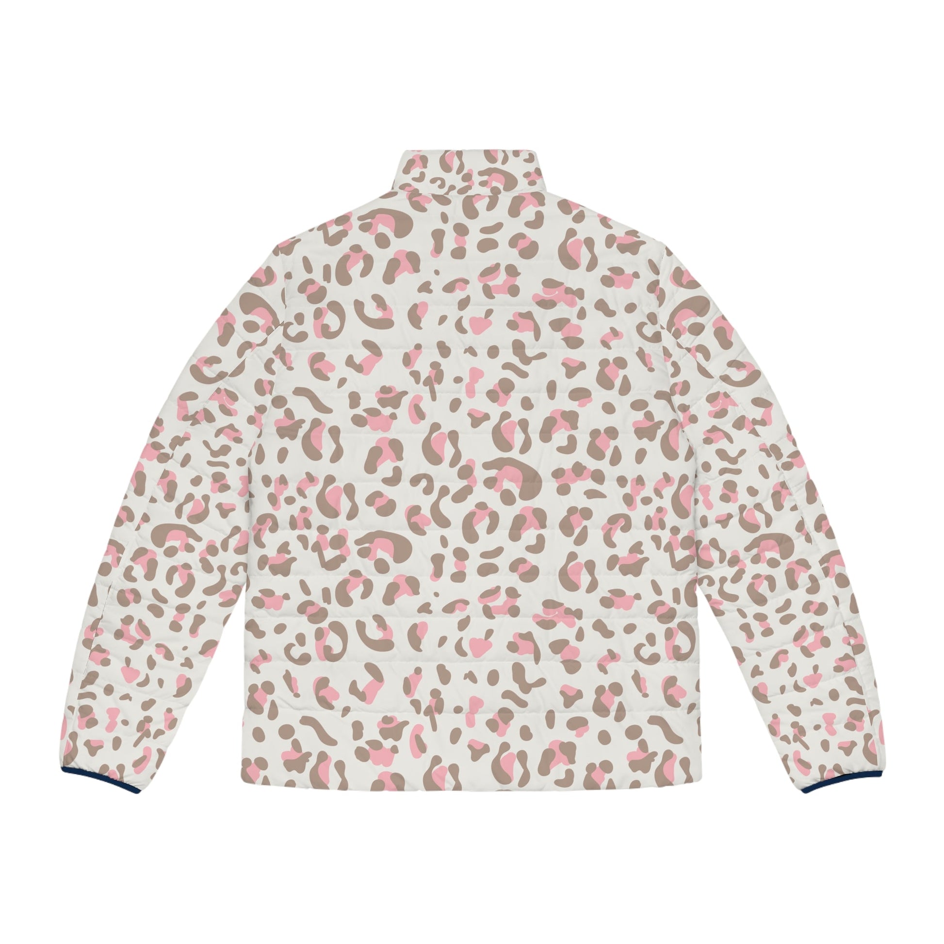 Pink and Grey Leopard Puffer Jacket, Artsulli - Art is Long, Life is Short, All Over Prints, , , , , , , 