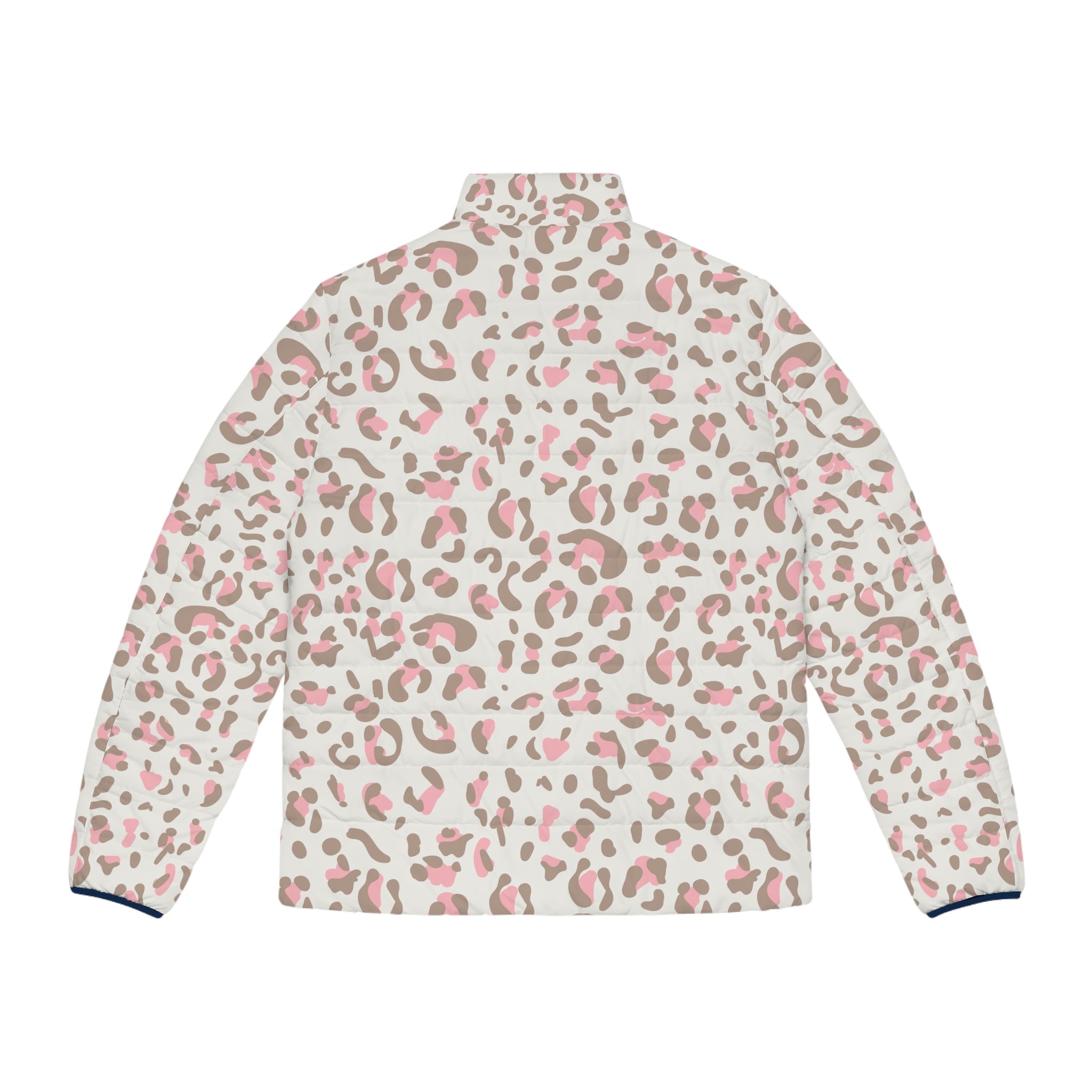Pink and Grey Leopard Puffer Jacket, Artsulli - Art is Long, Life is Short, All Over Prints, , , , , , , 