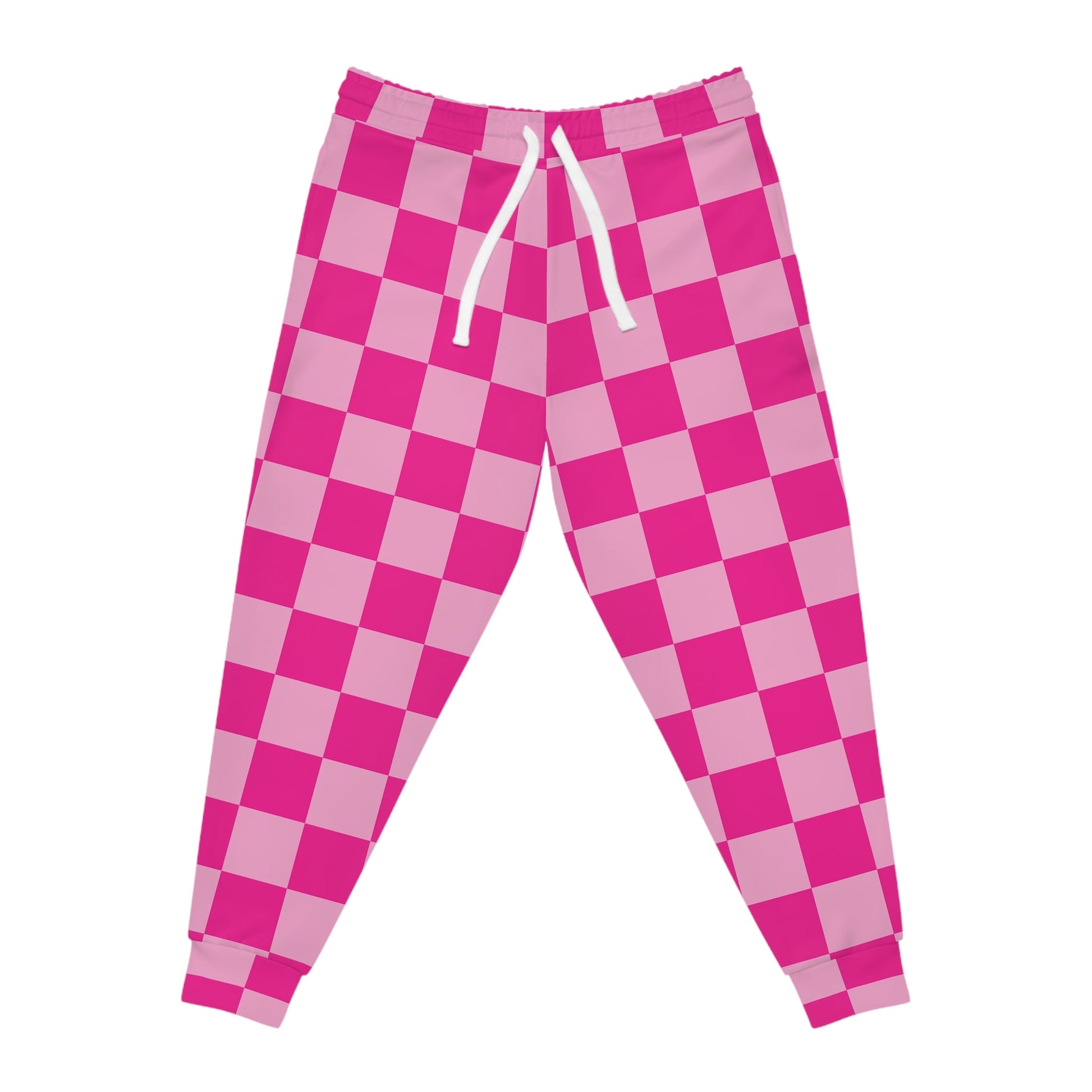Pink and Hot Pink Checker Joggers, Artsulli - Art is Long, Life is Short, All Over Prints, Size, S, Color, Seam thread color automatically matched to design, , , 26744885329398129181