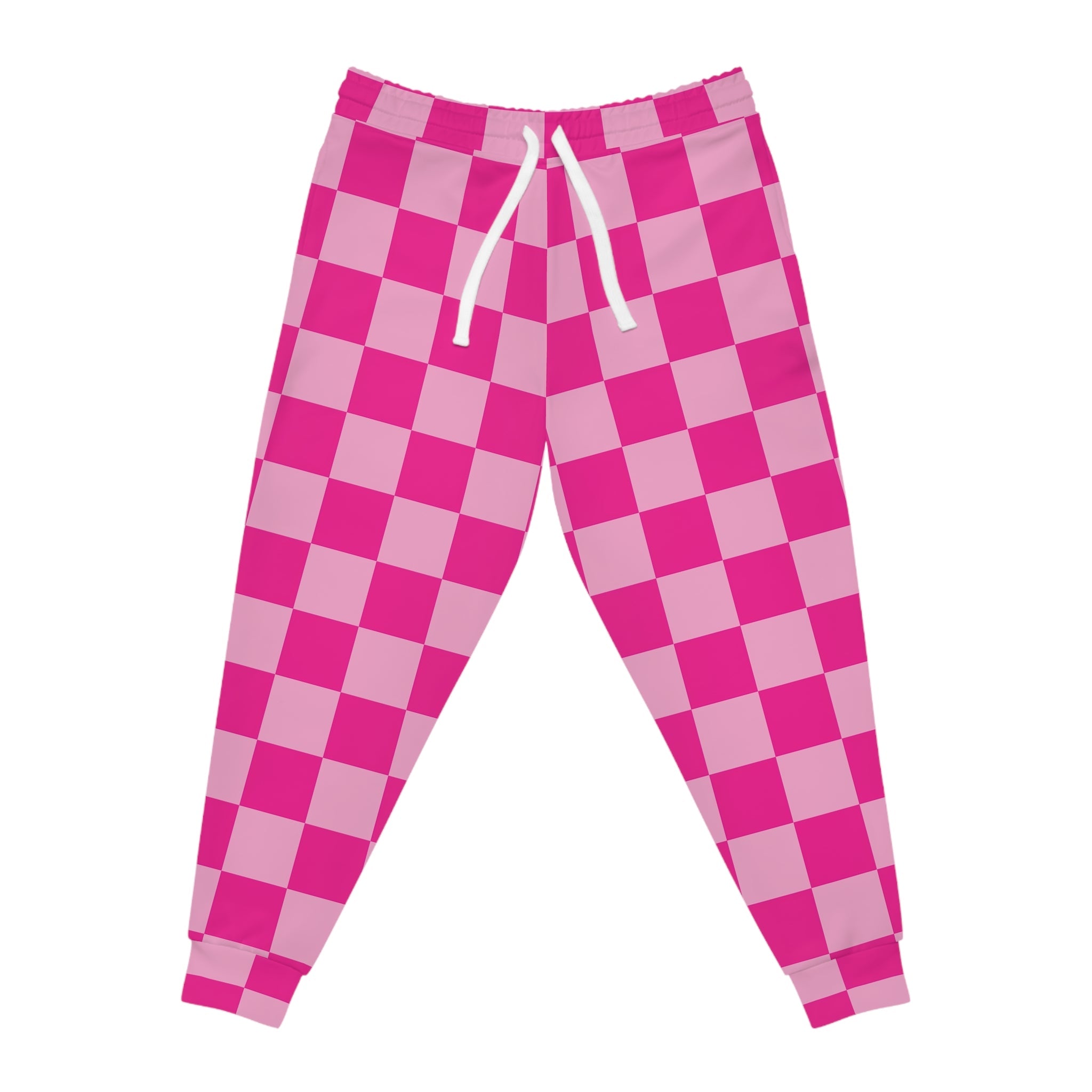 Pink and Hot Pink Checker Joggers, Artsulli - Art is Long, Life is Short, All Over Prints, Size, S, Color, Seam thread color automatically matched to design, , , 26744885329398129181