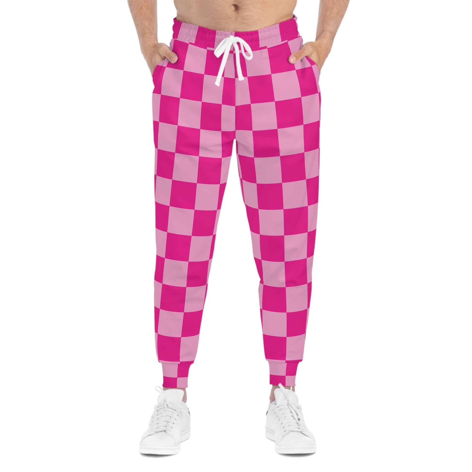 Pink and Hot Pink Checker Joggers, Artsulli - Art is Long, Life is Short, All Over Prints, , , , , , , 