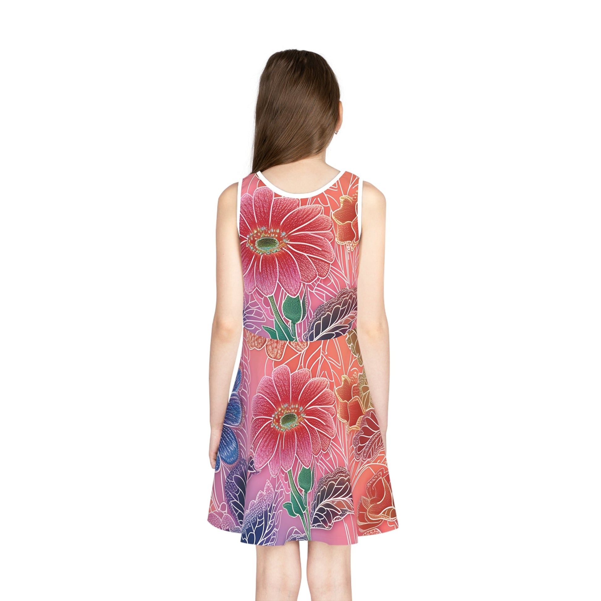 Printify Pink and Orange Floral Skater Dress 2025