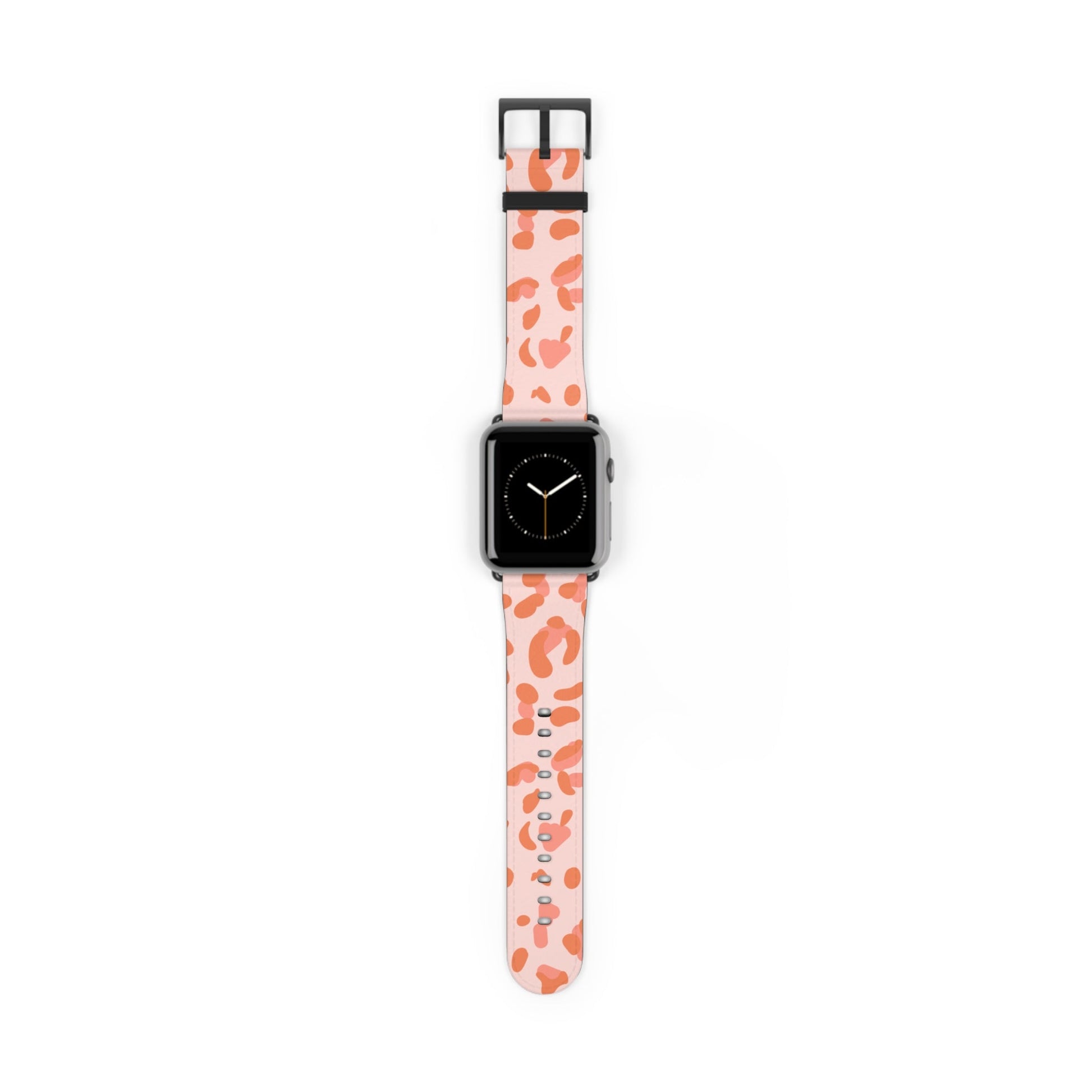 Pink and Orange Leopard Apple Watch Band, Artsulli - Art is Long, Life is Short, Accessories, Size, 42 - 45 mm, Color, Black Matte, , , 49406799822314910517