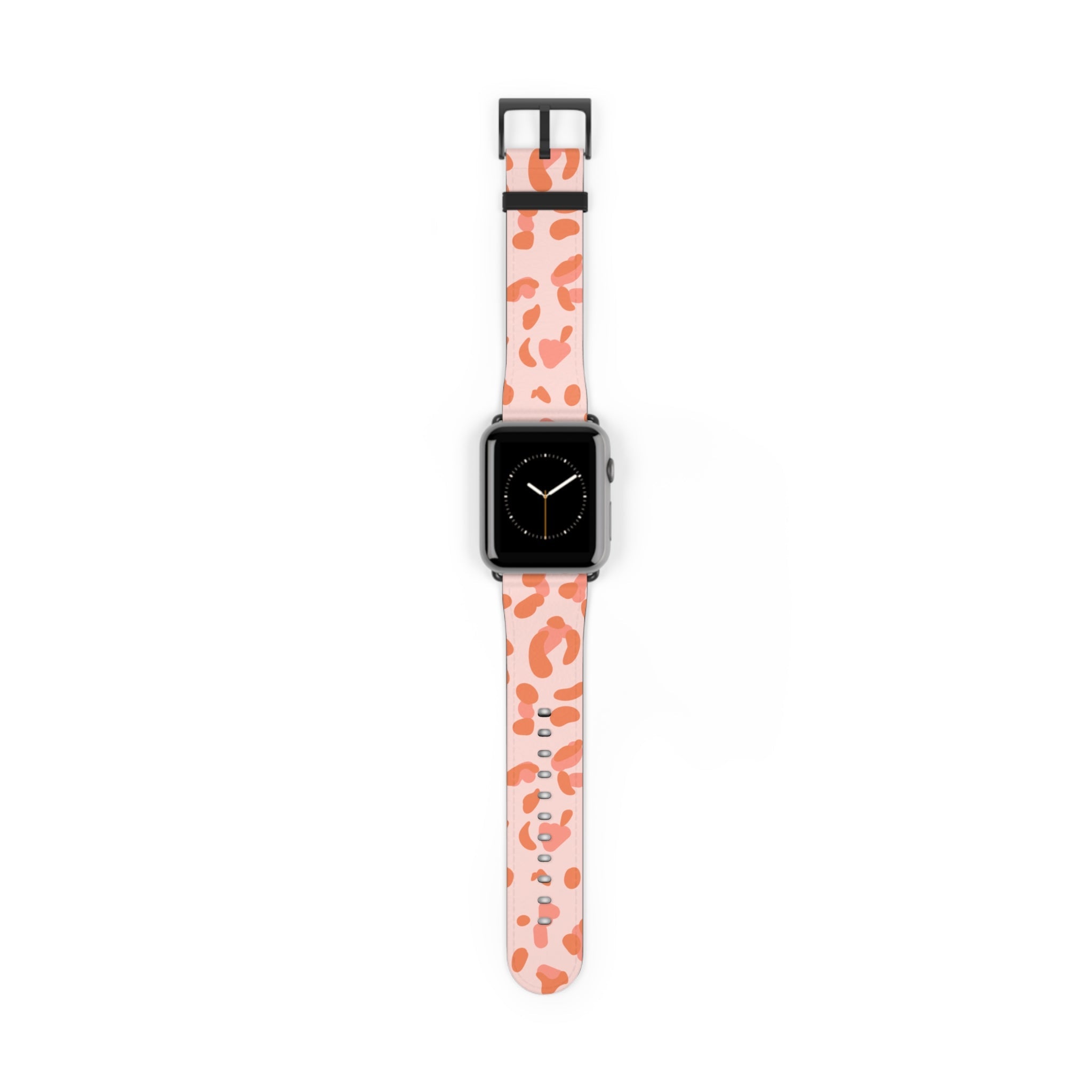 Pink and Orange Leopard Apple Watch Band, Artsulli - Art is Long, Life is Short, Accessories, Size, 42 - 45 mm, Color, Black Matte, , , 49406799822314910517