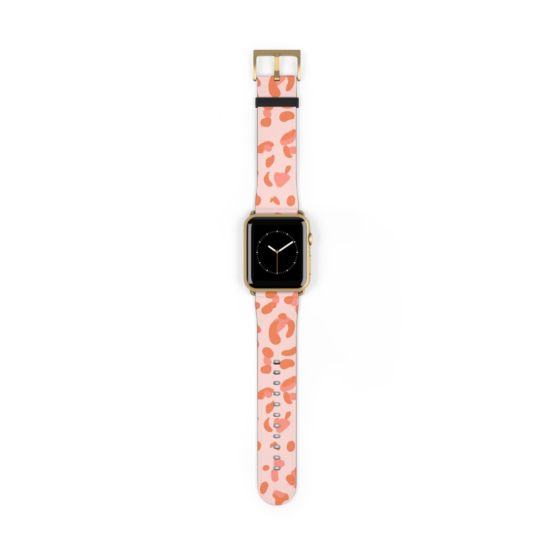 Pink and Orange Leopard Apple Watch Band, Artsulli - Art is Long, Life is Short, Accessories, Size, 42 - 45 mm, Color, Gold Matte, , , 92730671981588501501