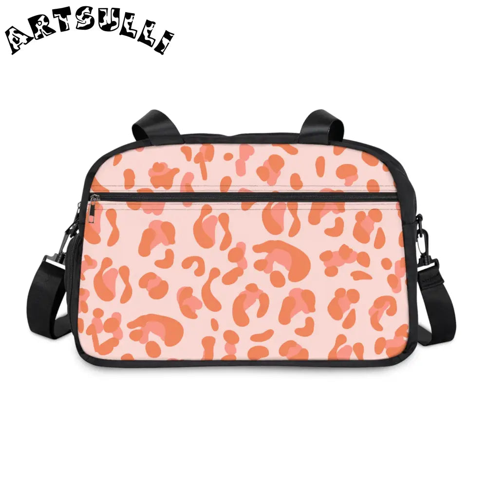 Pink and Orange Leopard Print Fitness Handbag, Artsulli - Art is Long, Life is Short, Bags, , , , , , , 