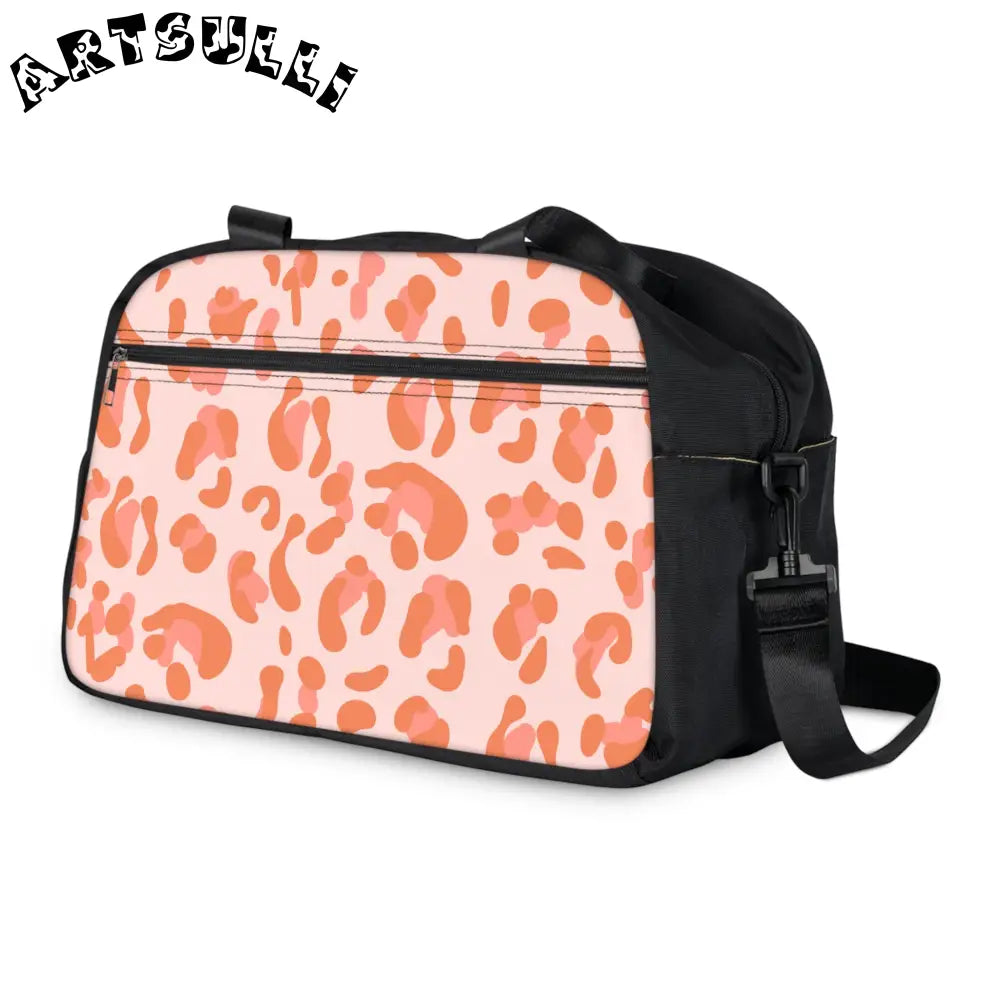 Pink and Orange Leopard Print Fitness Handbag, Artsulli - Art is Long, Life is Short, Bags, , , , , , , 