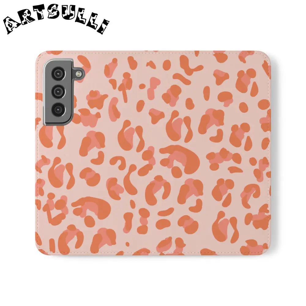 Pink and Orange Leopard Print Flip Case, Artsulli - Art is Long, Life is Short, Phone Case, Size, Samsung Galaxy S22, , , , , 25382145310410028625