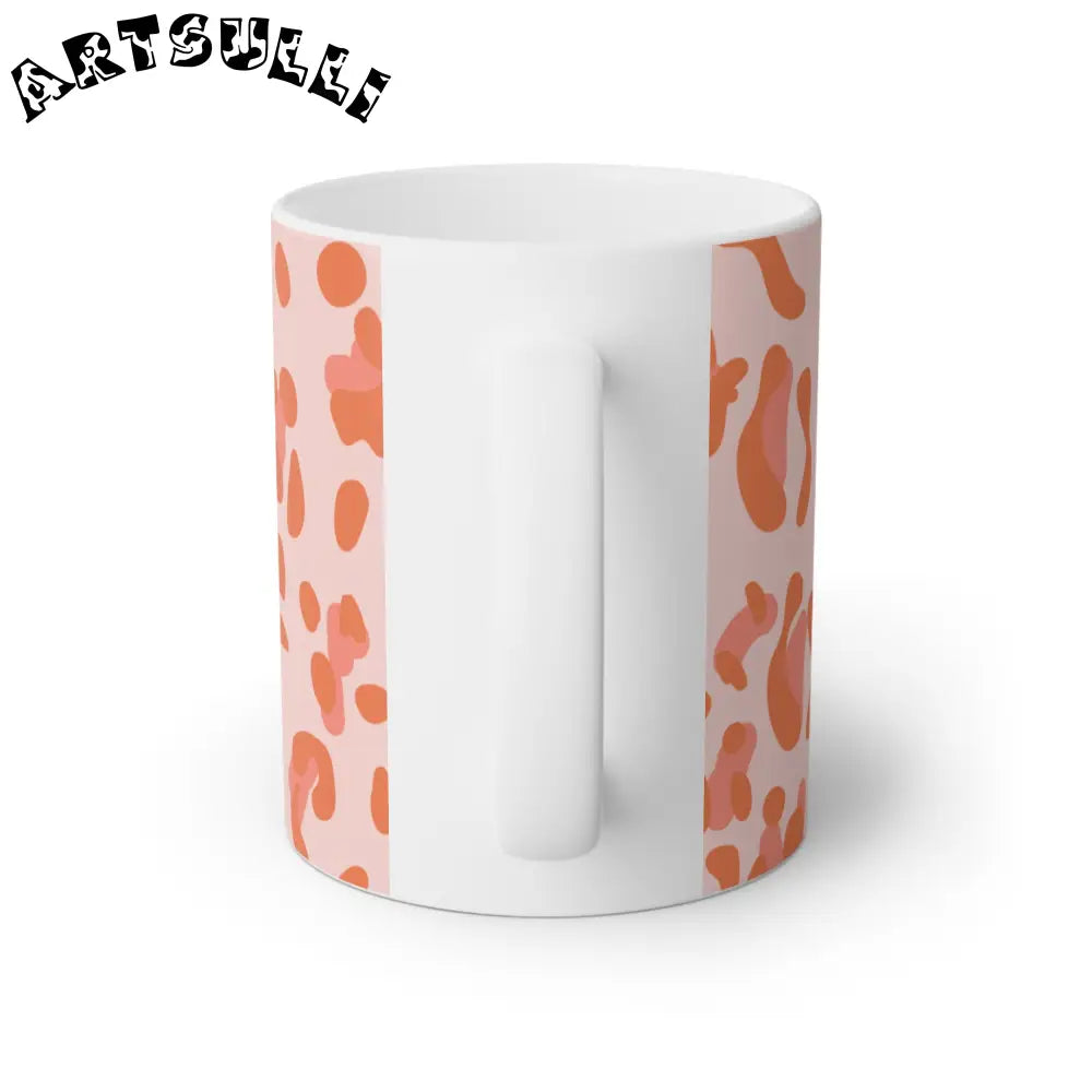 Pink and Orange Leopard Print Mug, Artsulli - Art is Long, Life is Short, Mug, , , , , , , 