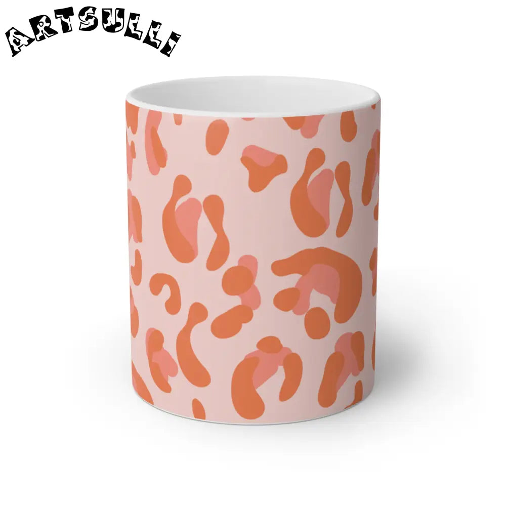Pink and Orange Leopard Print Mug, Artsulli - Art is Long, Life is Short, Mug, Size, 11oz, Color, White, , , 32224383028094536322