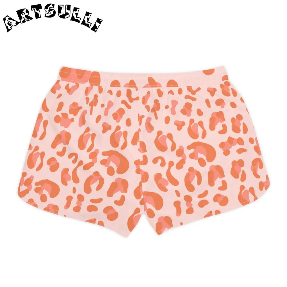 Pink and Orange Leopard Print Shorts, Artsulli - Art is Long, Life is Short, All Over Prints, , , , , , , 