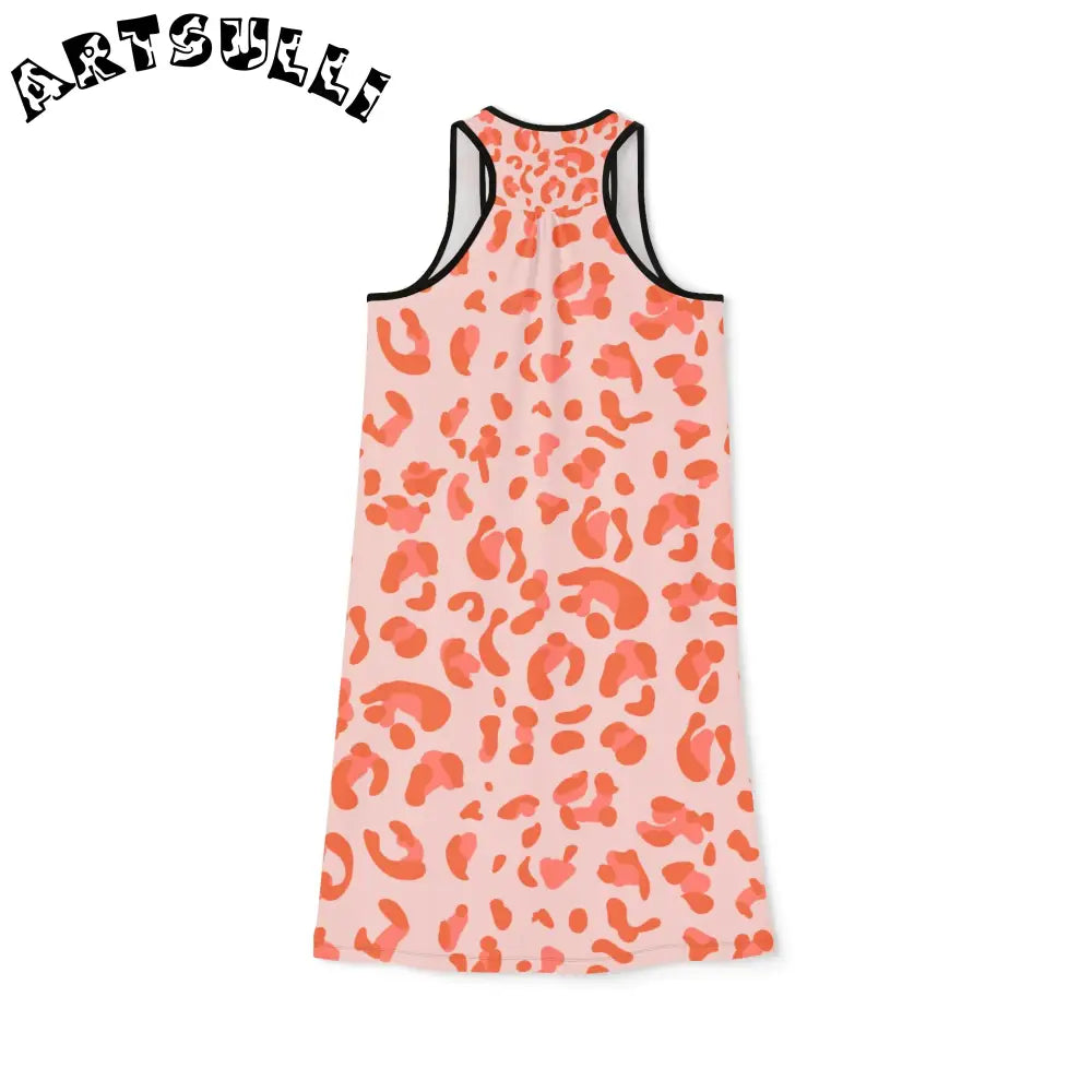 Pink and Orange Leopard Print Tank Dress, Artsulli - Art is Long, Life is Short, Tank Top, , , , , , , 