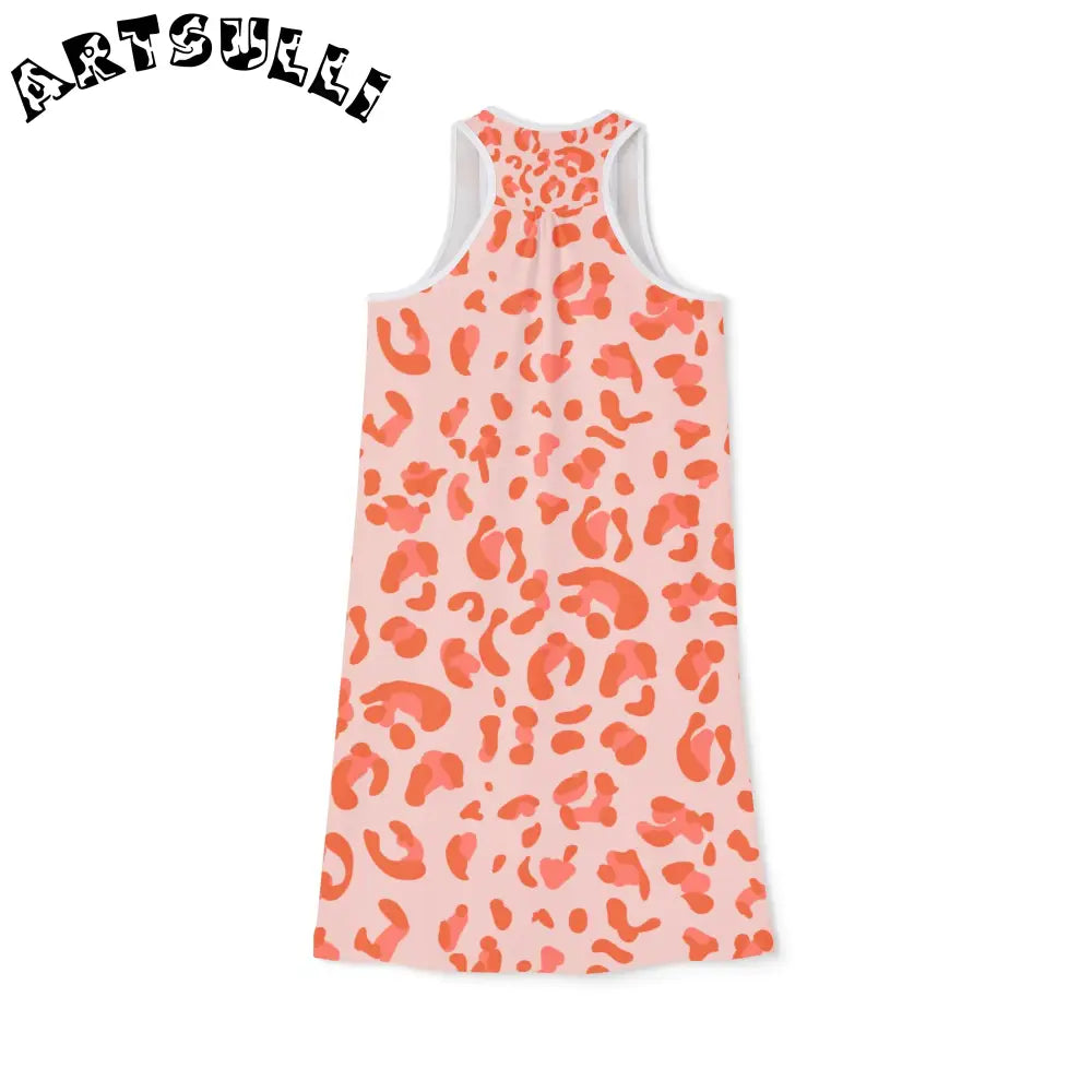 Pink and Orange Leopard Print Tank Dress, Artsulli - Art is Long, Life is Short, Tank Top, , , , , , , 