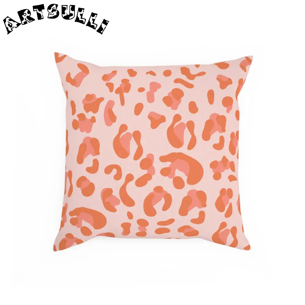 Pink and Orange Leopard Print Throw Pillow, Artsulli - Art is Long, Life is Short, Home Decor, , , , , , , 