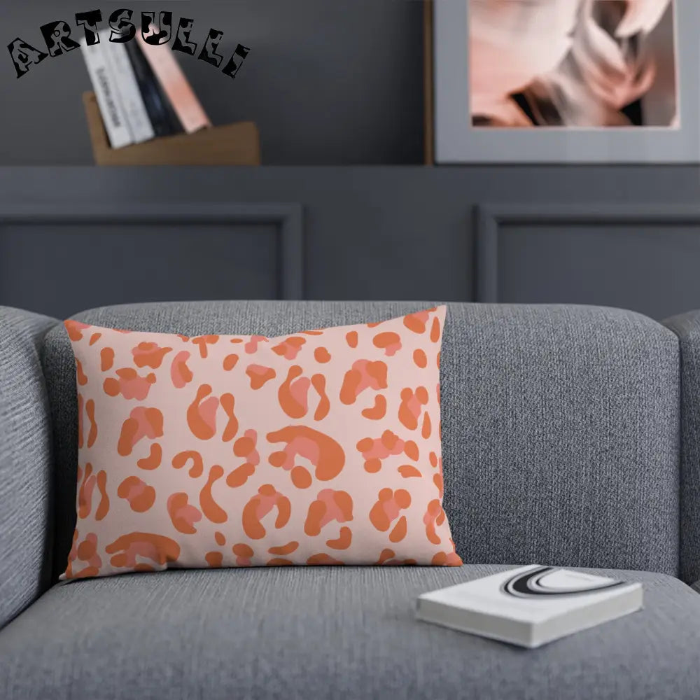 Pink and Orange Leopard Print Throw Pillow, Artsulli - Art is Long, Life is Short, Home Decor, , , , , , , 
