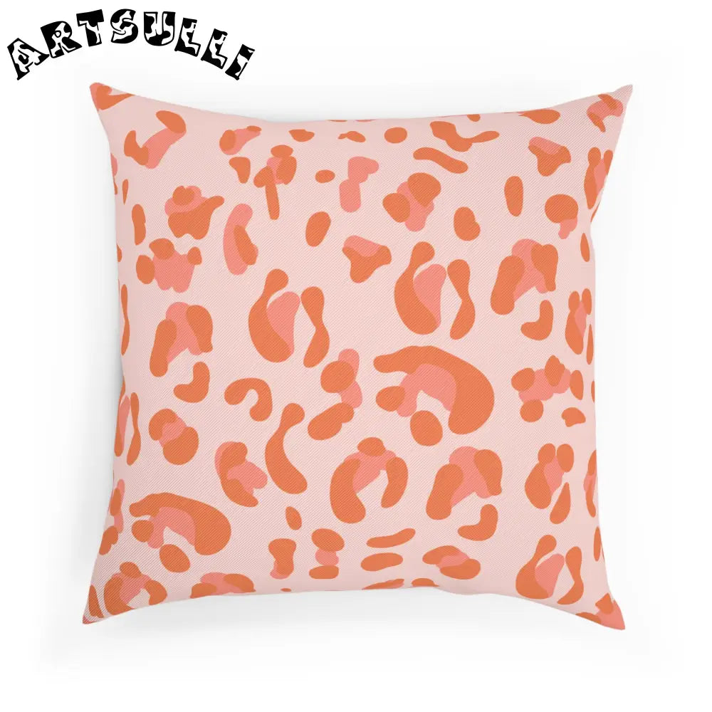 Pink and Orange Leopard Print Throw Pillow, Artsulli - Art is Long, Life is Short, Home Decor, , , , , , , 