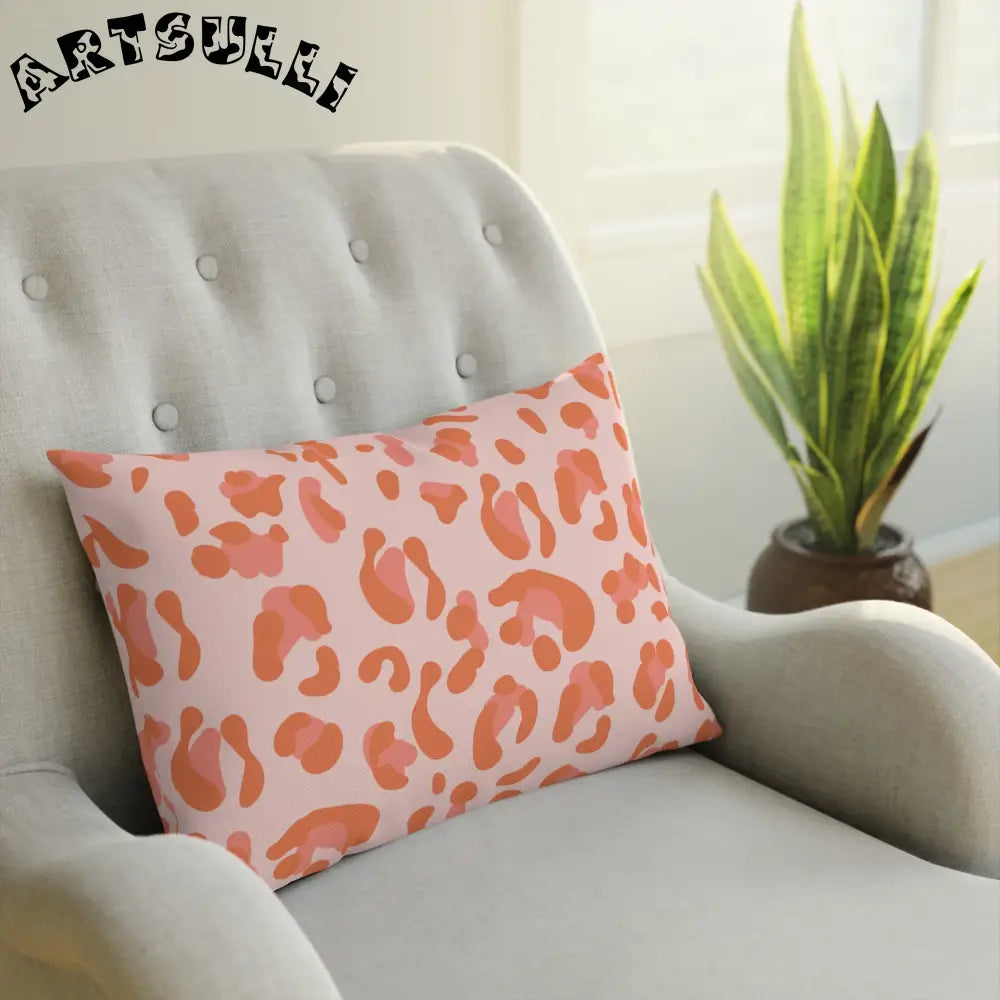 Pink and Orange Leopard Print Throw Pillow, Artsulli - Art is Long, Life is Short, Home Decor, , , , , , , 