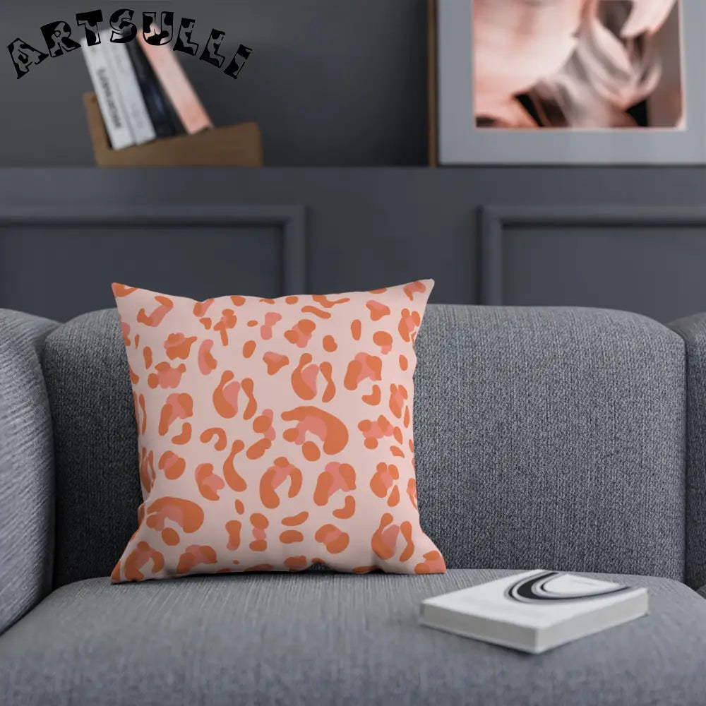 Pink and Orange Leopard Print Throw Pillow, Artsulli - Art is Long, Life is Short, Home Decor, , , , , , , 