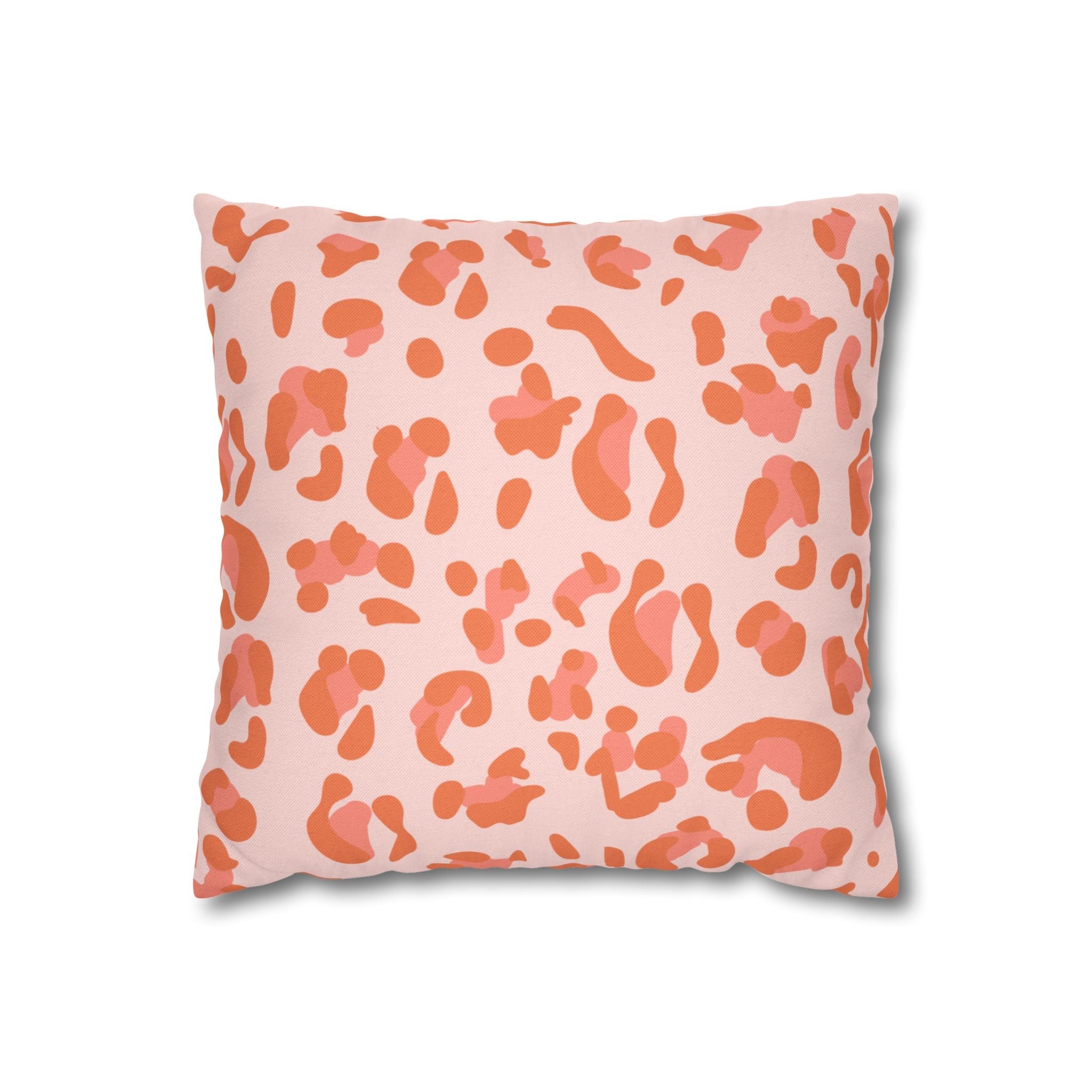 Pink and Orange Leopard Print Throw Pillow, Artsulli - Art is Long, Life is Short, Home Decor, Size, 14" × 14", , , , , 15341906677876695608