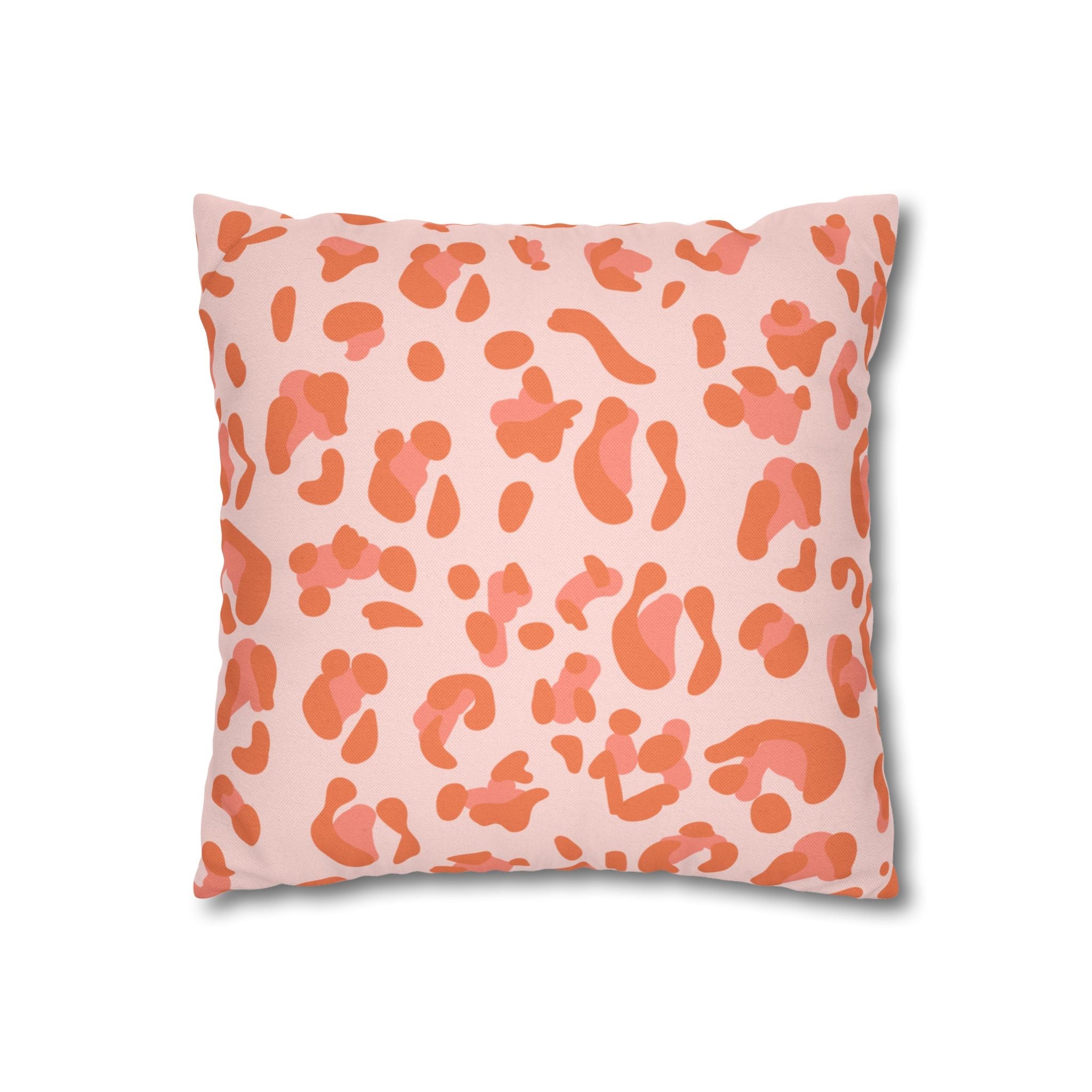 Pink and Orange Leopard Print Throw Pillow, Artsulli - Art is Long, Life is Short, Home Decor, , , , , , , 
