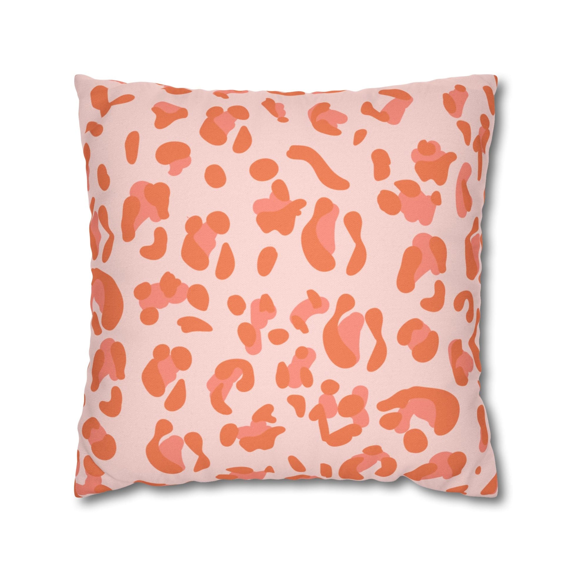 Pink and Orange Leopard Print Throw Pillow, Artsulli - Art is Long, Life is Short, Home Decor, Size, 20" × 20", , , , , 13197217354964799228
