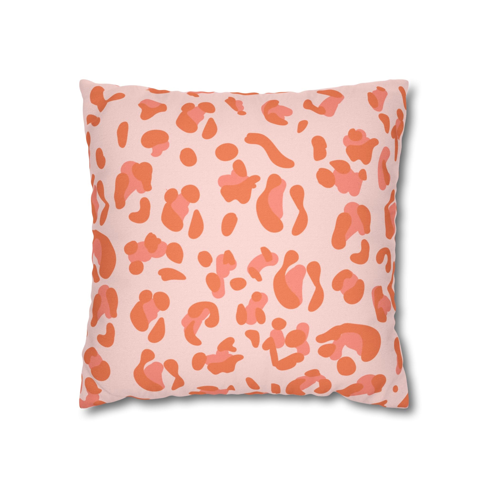 Pink and Orange Leopard Print Throw Pillow, Artsulli - Art is Long, Life is Short, Home Decor, Size, 16" × 16", , , , , 15959688631104433297