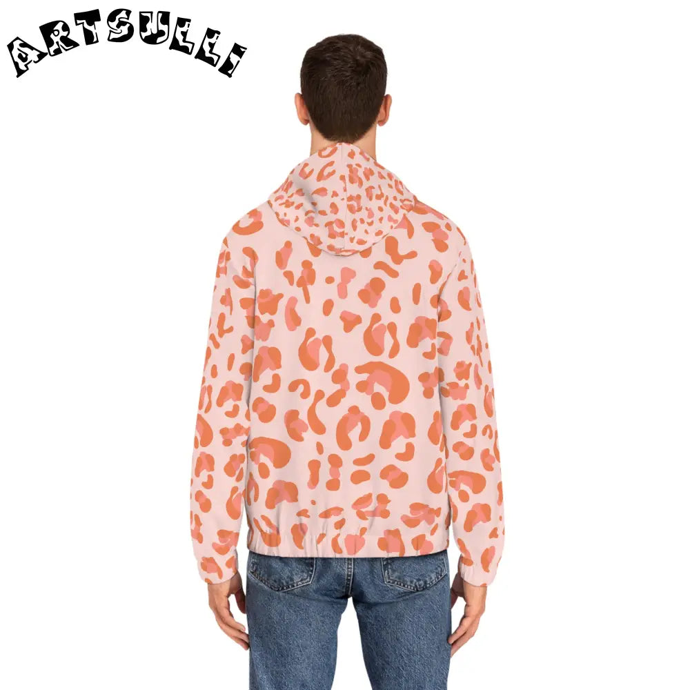 Pink and Orange Leopard Print Windbreaker, Artsulli - Art is Long, Life is Short, All Over Prints, , , , , , , 