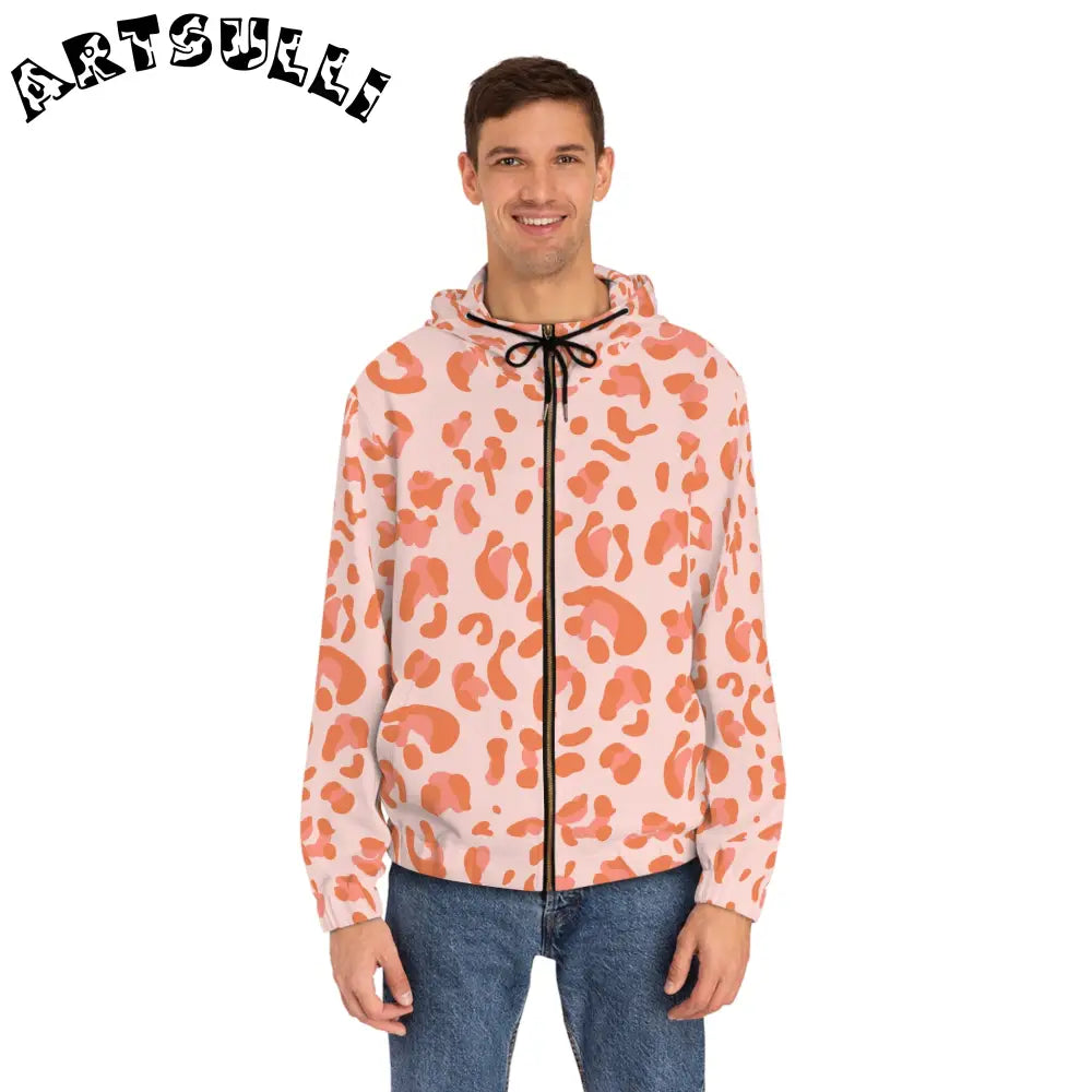 Pink and Orange Leopard Print Windbreaker, Artsulli - Art is Long, Life is Short, All Over Prints, , , , , , , 