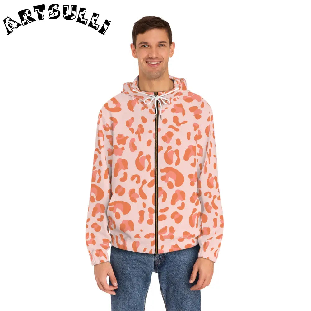 Pink and Orange Leopard Print Windbreaker, Artsulli - Art is Long, Life is Short, All Over Prints, , , , , , , 